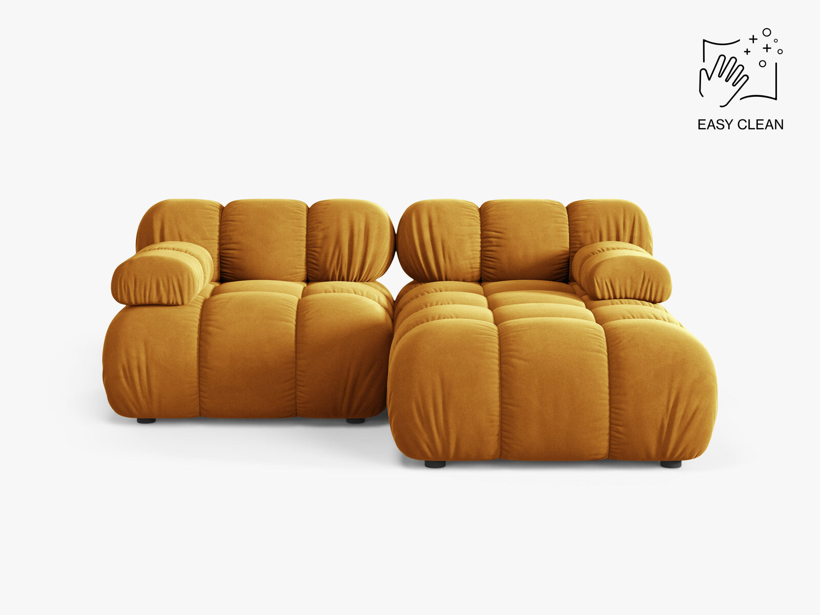 Micadoni Modulares Ecksofa Bellis 3-Sitzer Rechts Samt Venus Gelb