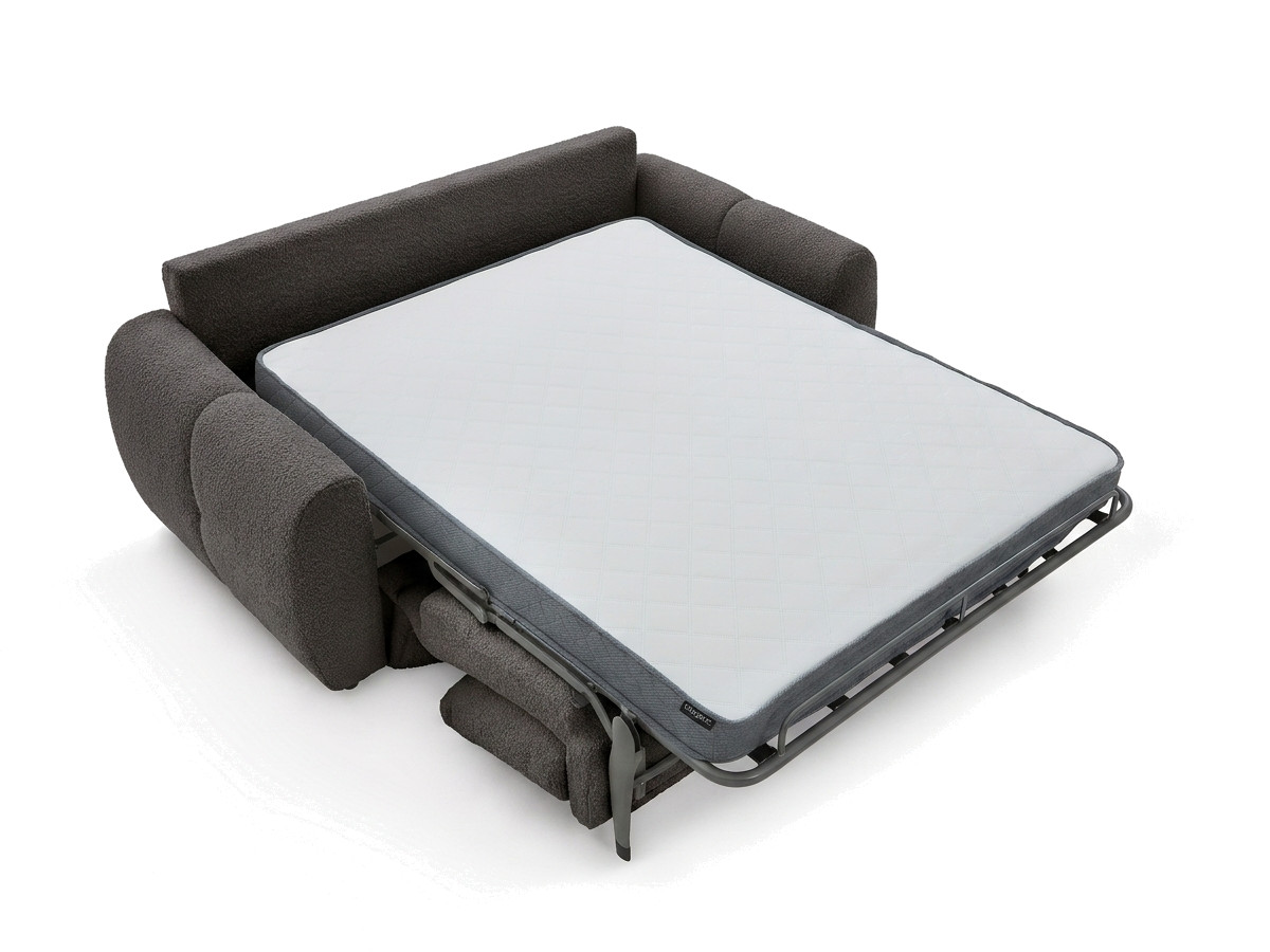 Bobochic Fuji Schlafsofa 3-Sitzer Bouclé-Stoff Dunkelgrau