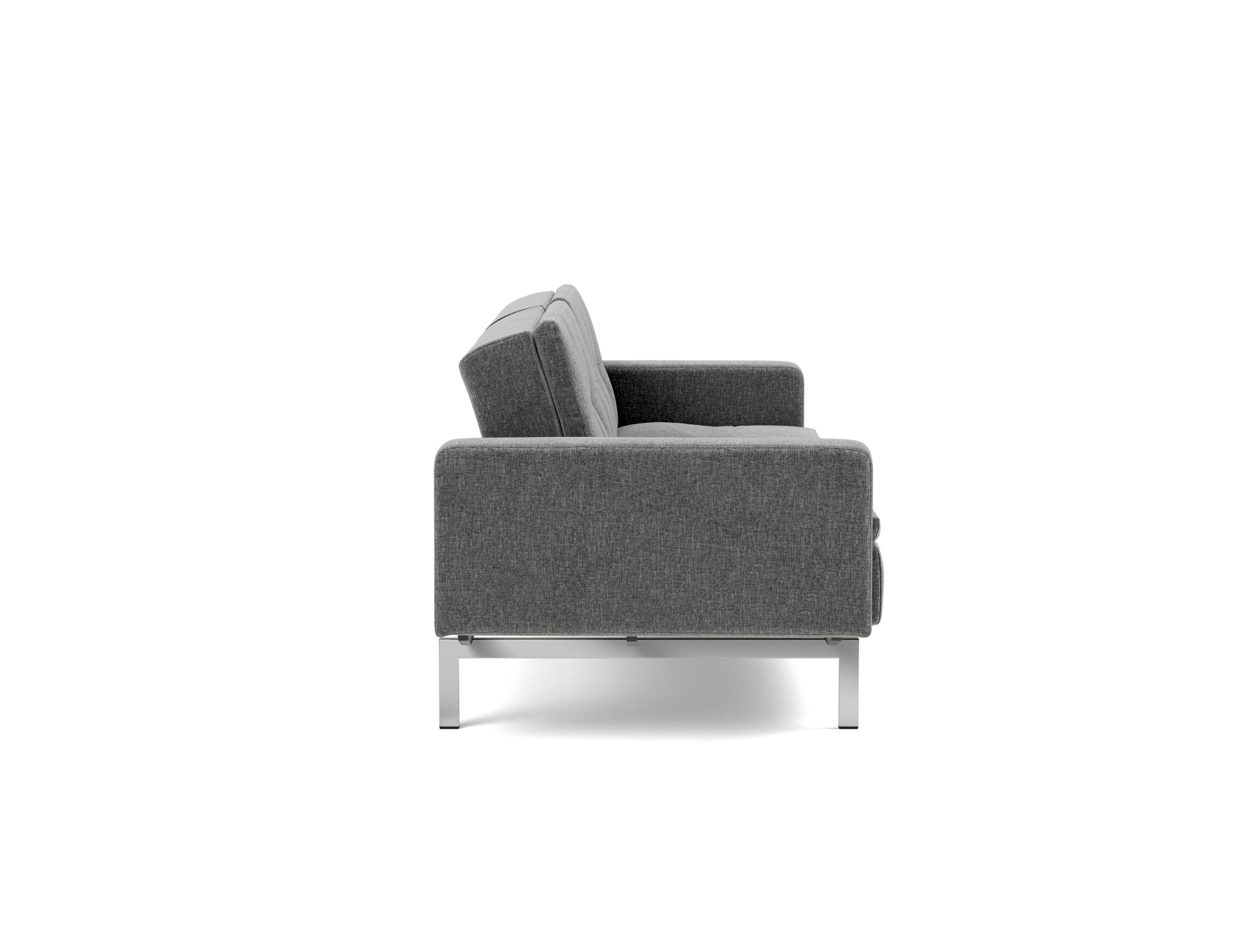Schlafsofa Dublexo mit Armlehnen Strukturierter Stoff Twist 563-Charcoal Beine Chrom