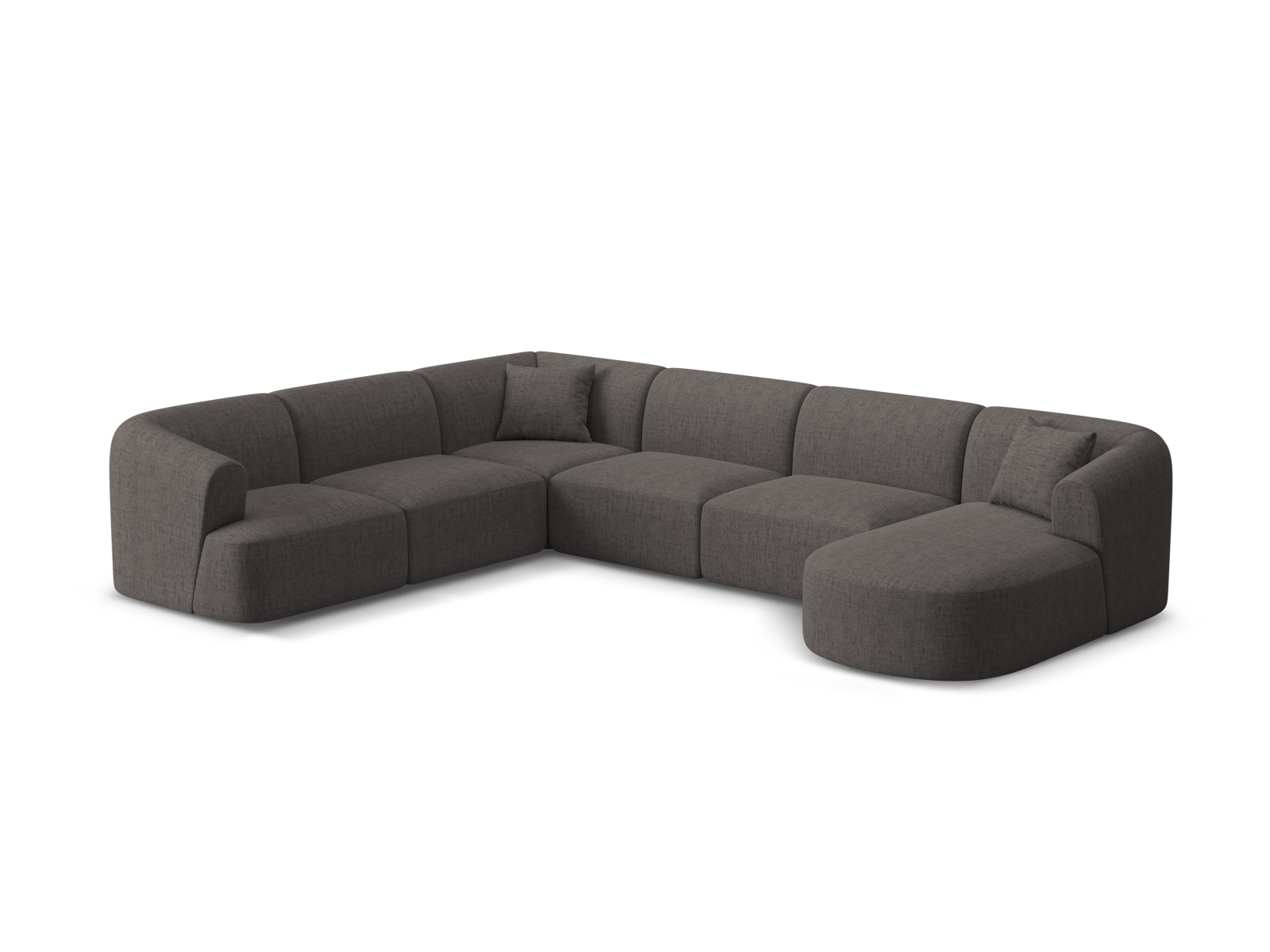 Cosmopolitan Design Panoramasofa Campi 7-Sitzer Strukturierter Stoff Moly Grau Links