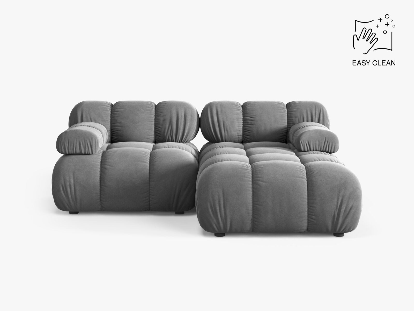 Micadoni Modulares Ecksofa Bellis 3-Sitzer Rechts Samt Venus Hellgrau
