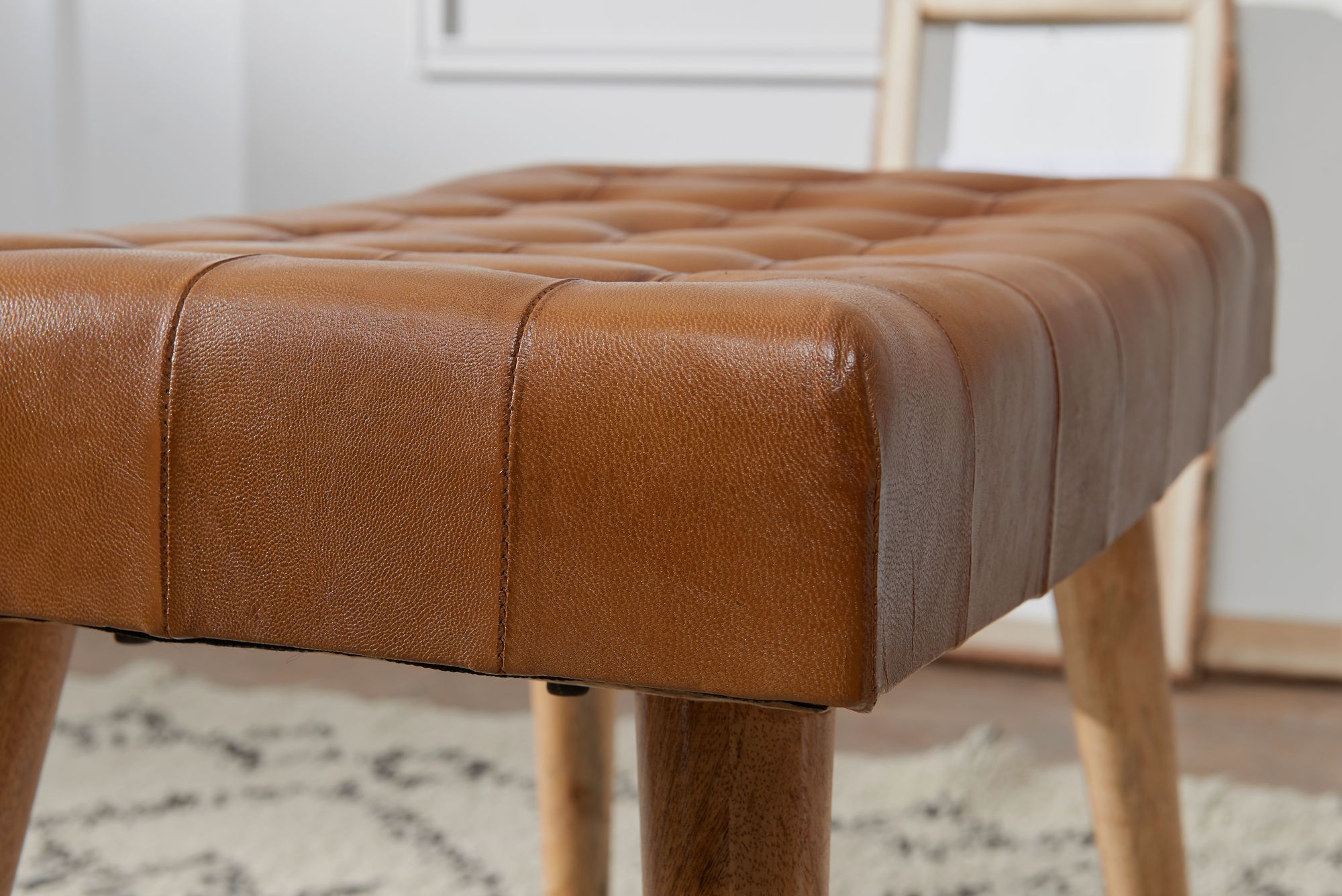 Sitzhocker Silkeborg Echtleder Braun 67 × 39 × 47 cm