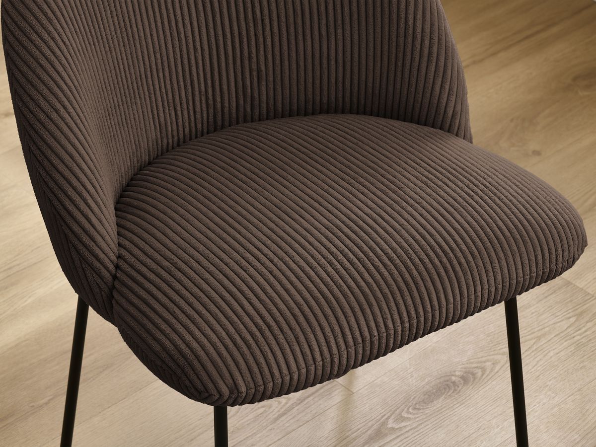 Bobochic Lalie Esszimmerstuhl mit Metallbeinen, schwarz Cordsamt Braun