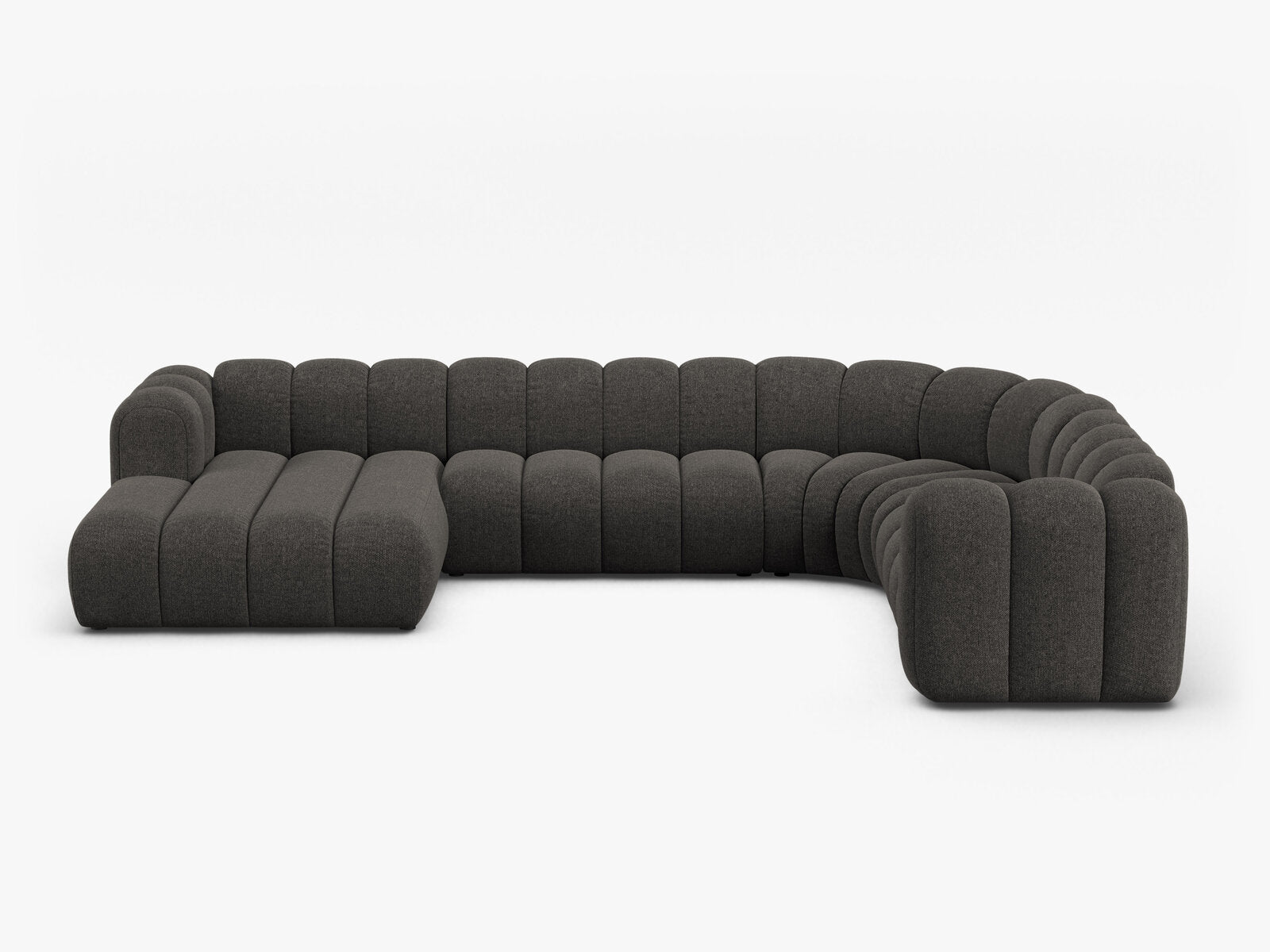 Micadoni Modulares Panorama Ecksofa Lupine 6-Sitzer Rechts Chenille Eden Dunkelgrau
