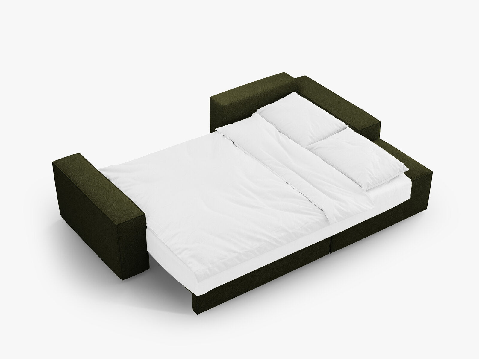 Micadoni Schlaf-Ecksofa Jodie 3-Sitzer Rechts Boucle Dunkel-Olivgrün