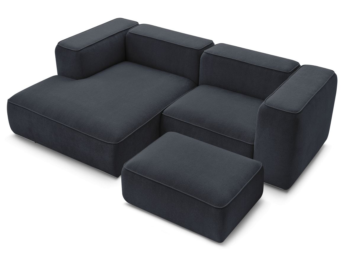 Bobochic Zephyr Ecksofa mit Pouf 260 × 165 cm Strukturstoff Dunkelblau Ecke links