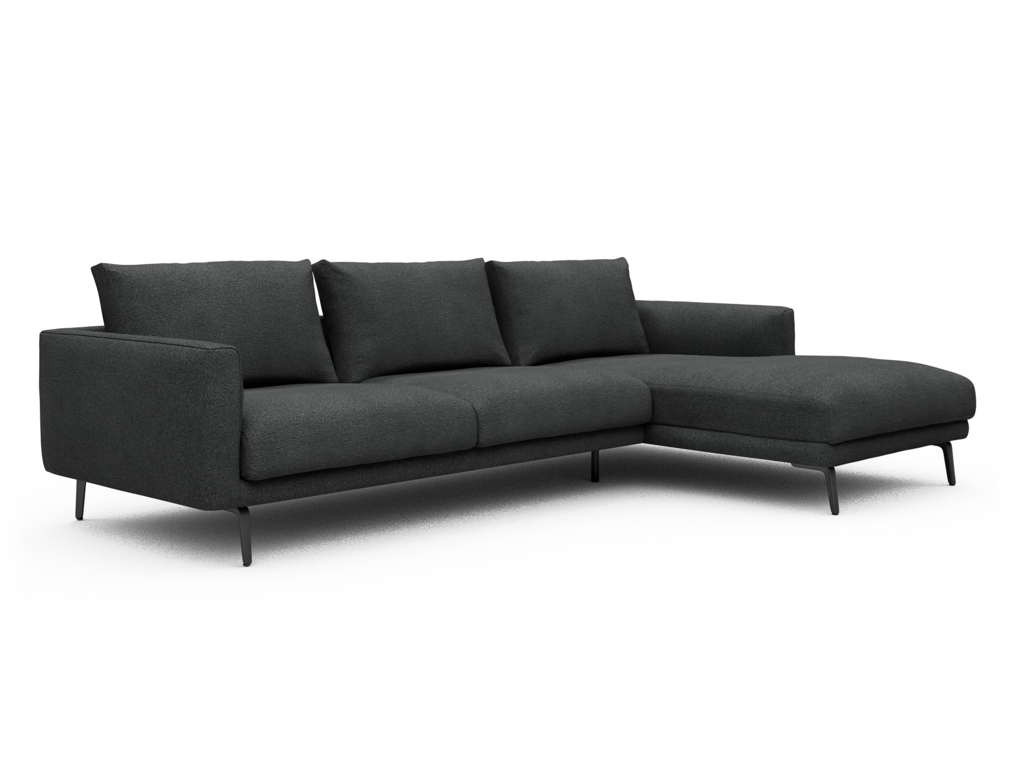 Skandi Home Ecksofa Karl Chaiselongue rechts mit 2,5-Sitzer Boucle-Charcoal moebelfaktor