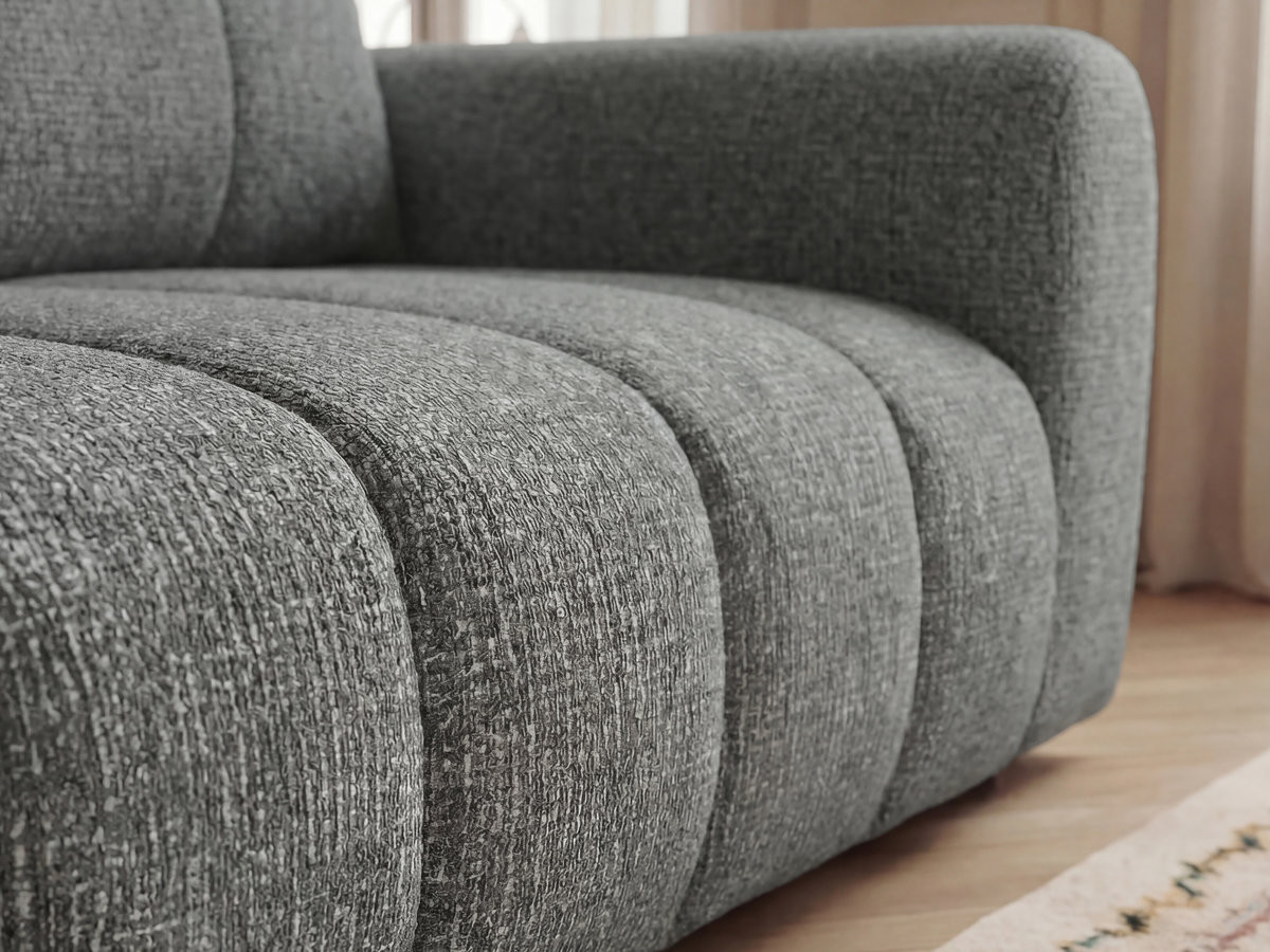 Bobochic Nesty Ecksofa 272 cm mit Pouf Melange-Stoff Dunkelgrau Ecke links