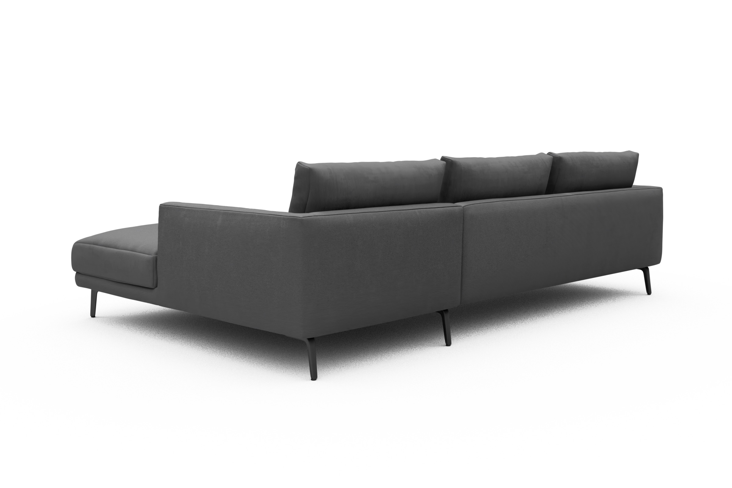 Ecksofa Karl Chaiselongue rechts mit 2,5-Sitzer Cordufine-Grey