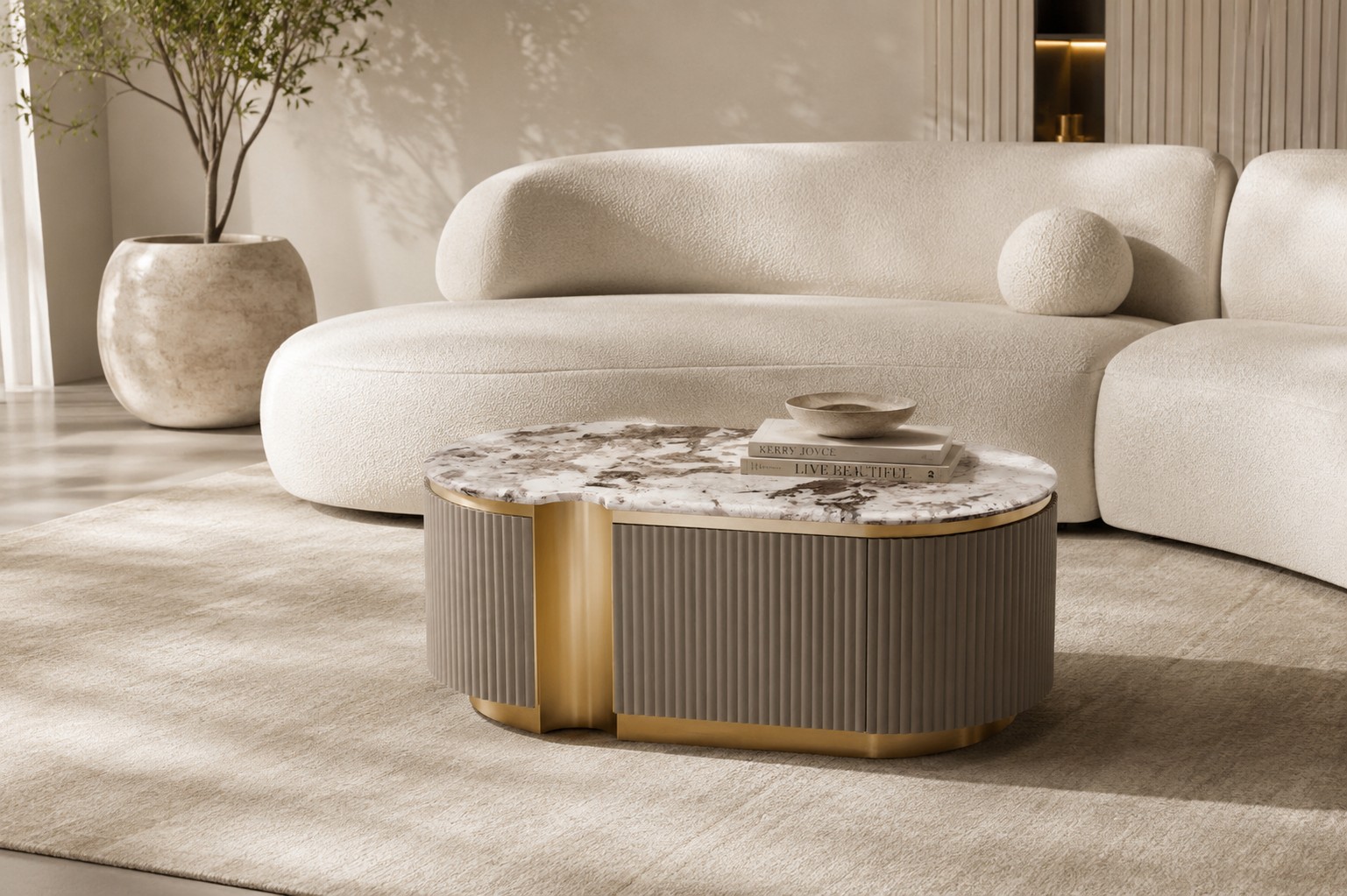 Livin Hill Couchtisch Stilig 122 × 60 × 45 cm Dunkles Taupe, Platte Taupe/Kühles Dunkelbraun