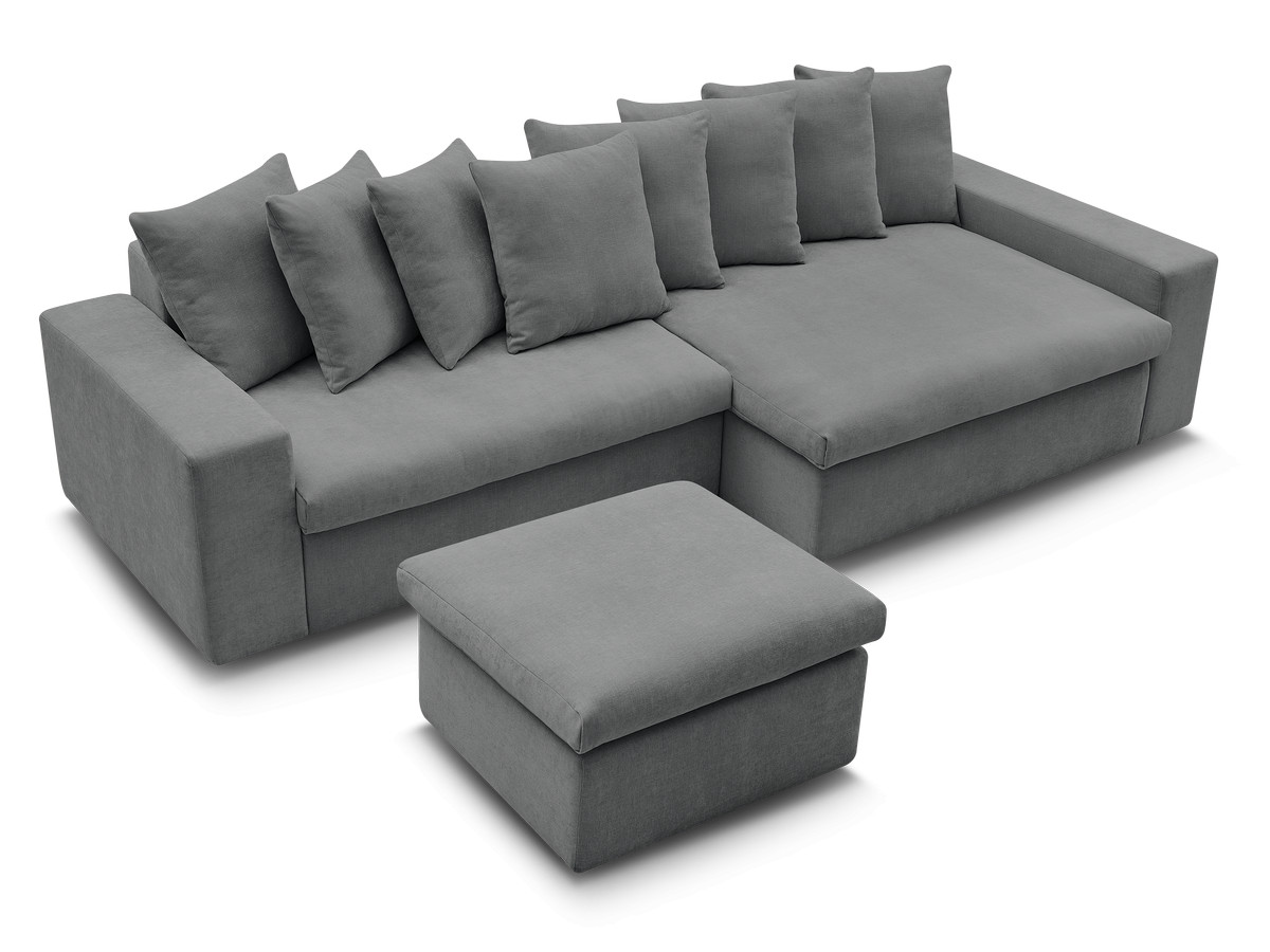 Bobochic Enore Ecksofa mit Pouf Stoff Dunkelgrau Ecke rechts