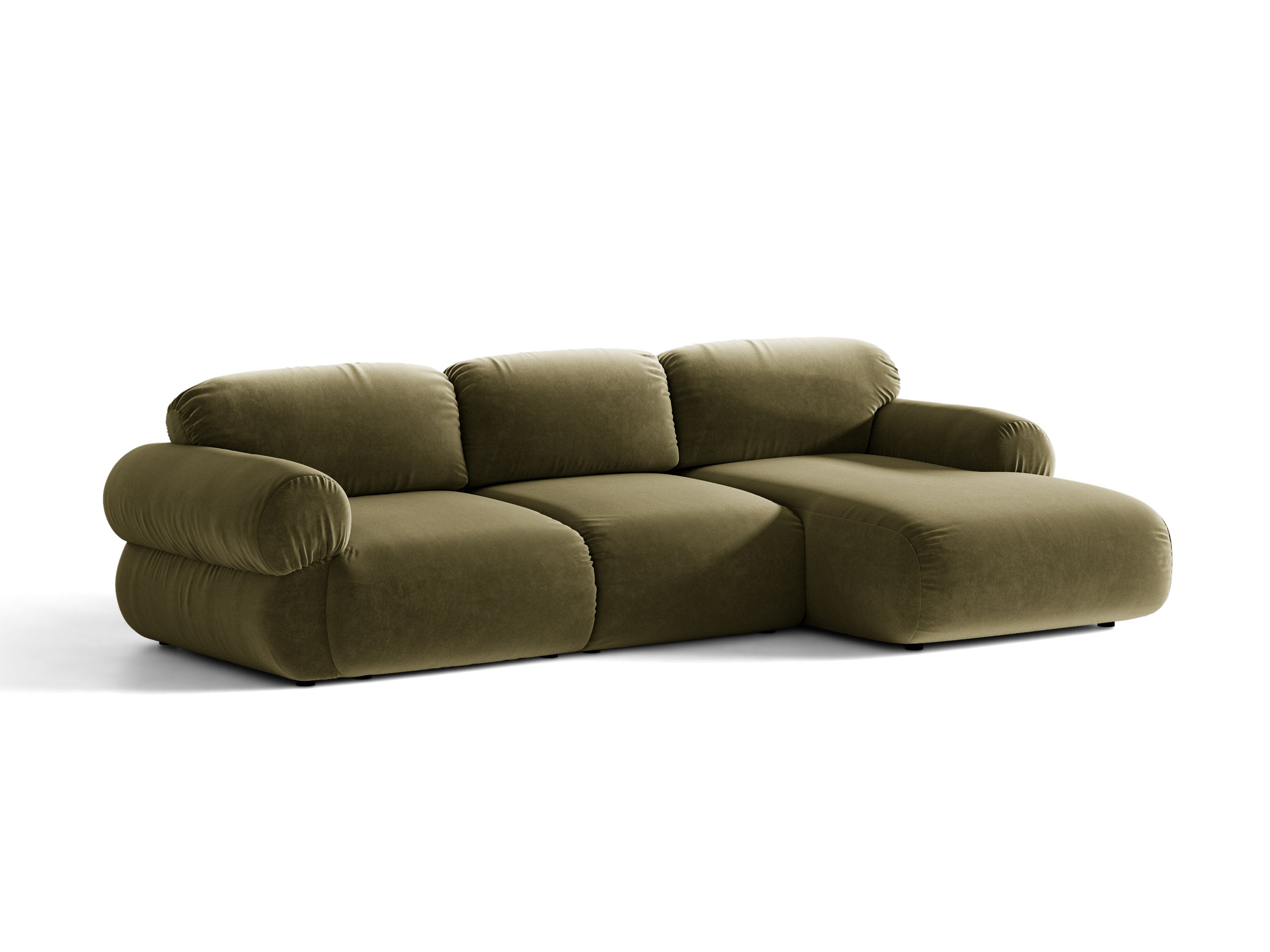 Micadoni Ophelia Ecksofa 297 cm Rechts Samt Salvador Grün