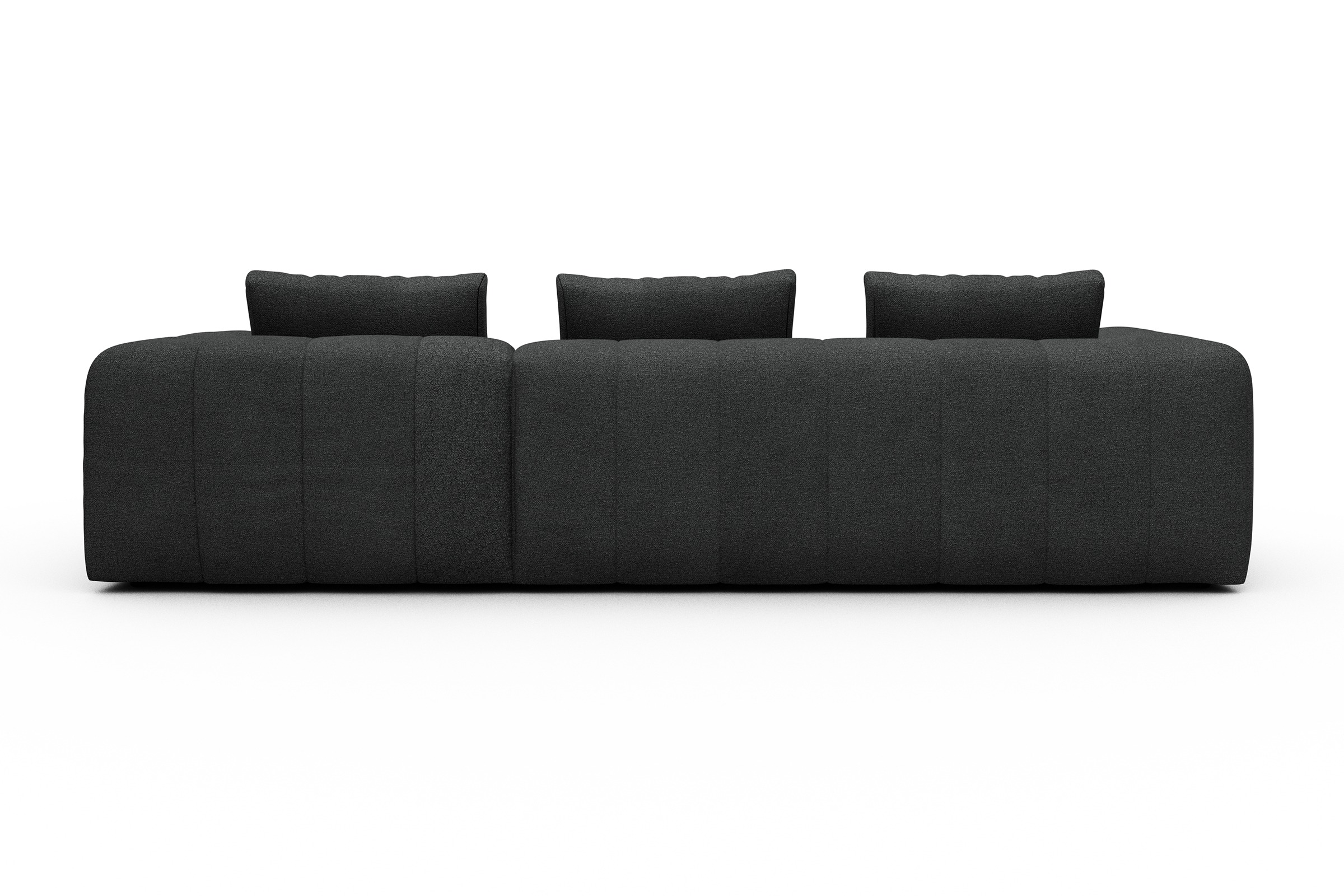 Ecksofa Hugo 2,5-Sitzer Armlehne links mit Chaiselongue Boucle-Charcoal