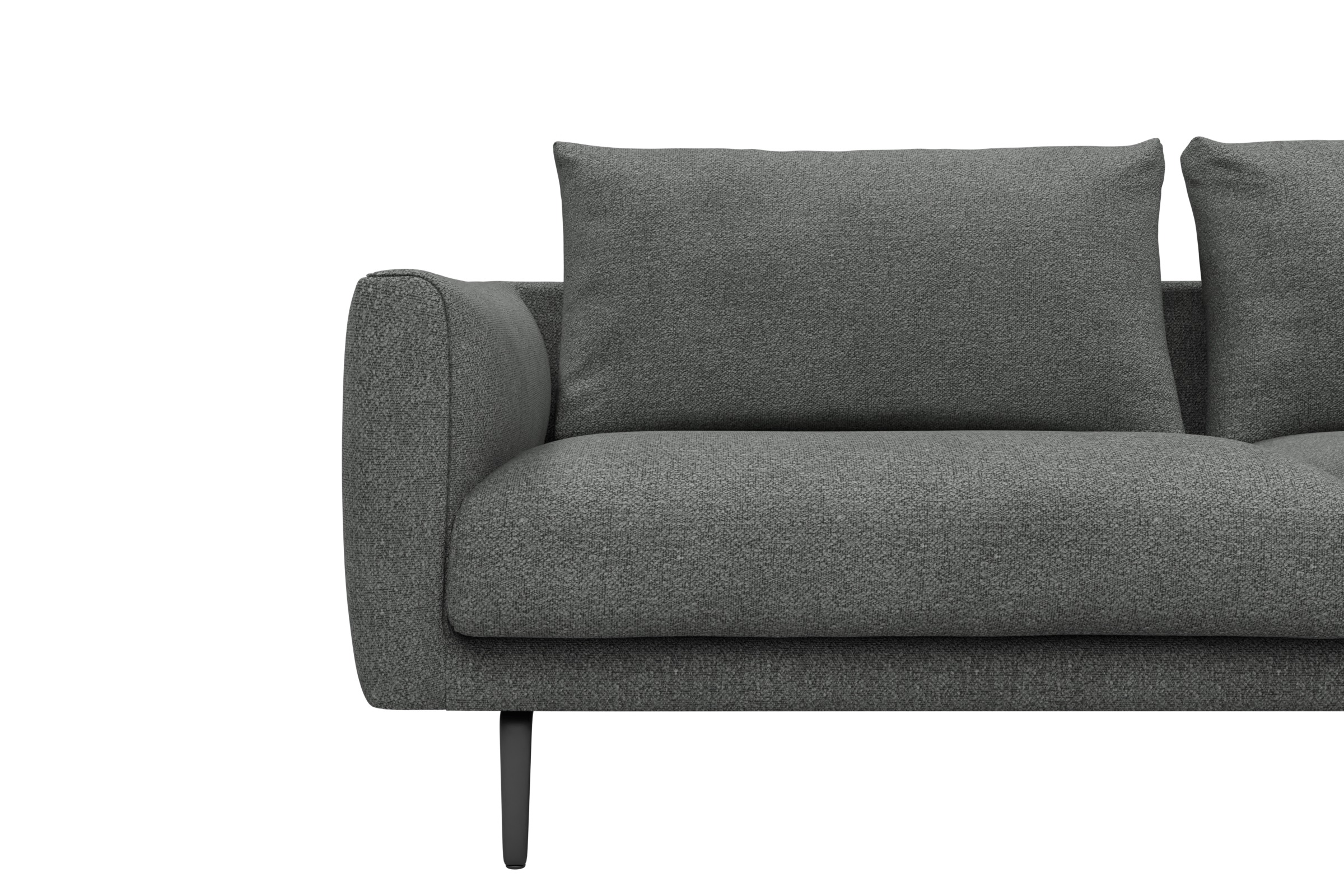 Ecksofa Karl Chaiselongue rechts mit 2,5-Sitzer Boucle-Ash-Grey