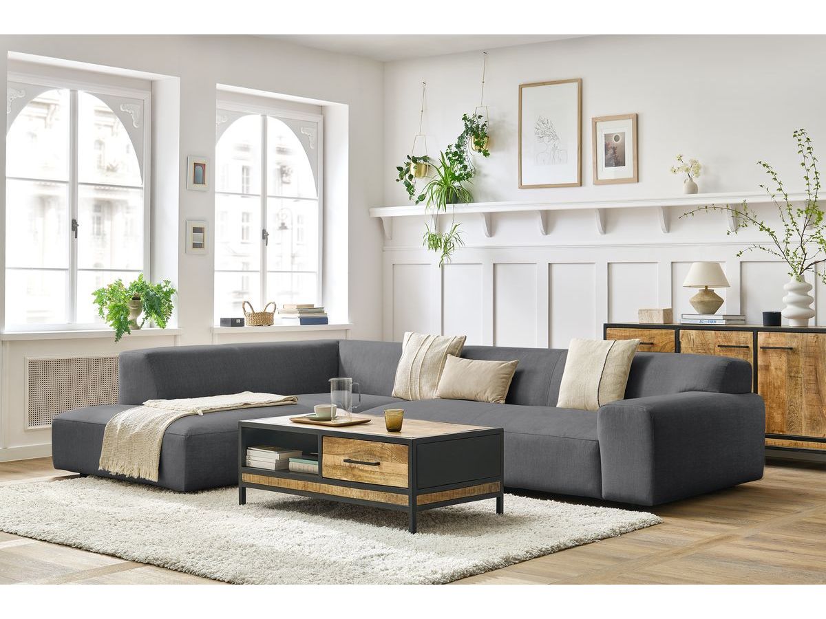 Bobochic Lavena Ecksofa 312 × 220 cm Samt Dunkelgrau Ecke links