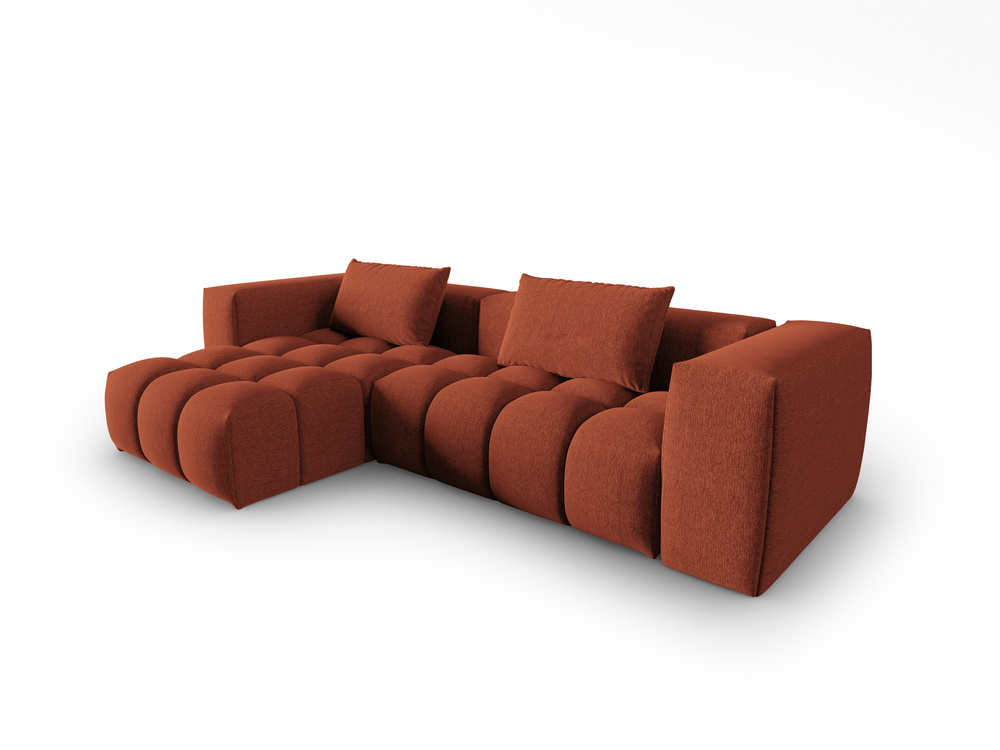 Cosmopolitan Design Ecksofa Verona 3-Sitzer Strukturierter Stoff Sorella Koralle Links
