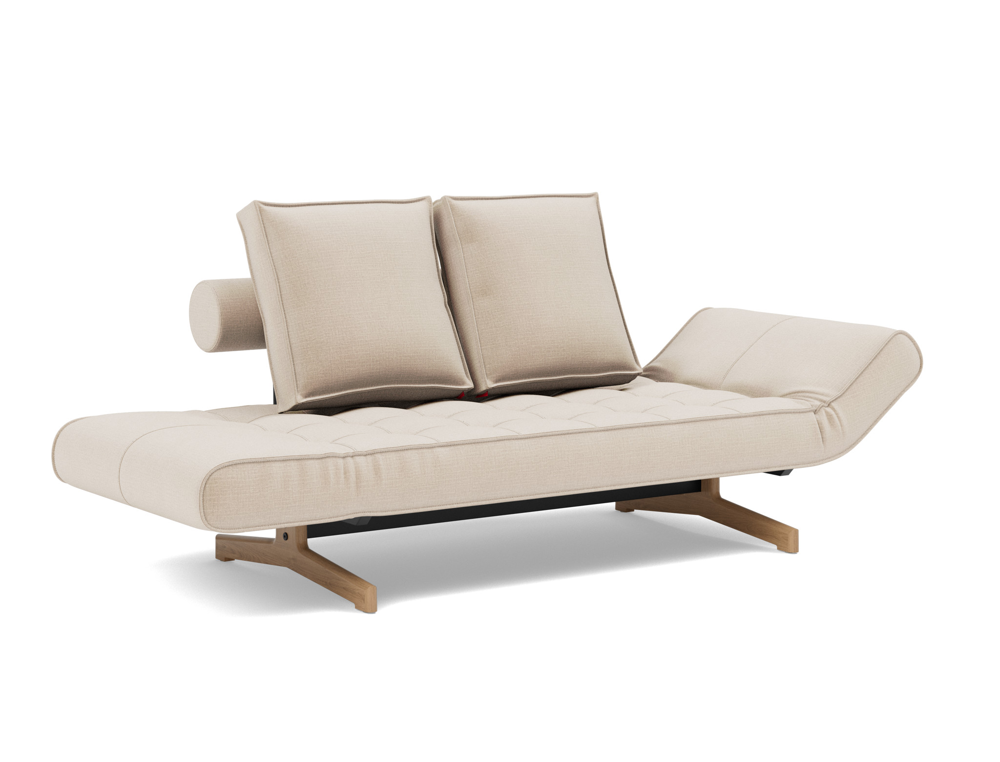 Tagesbett Ghia Chenille Esina 410-Almond-Beige Beine Eiche