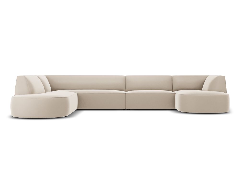 Cosmopolitan Design Panoramasofa Siena 7-Sitzer abgerundet Samt Salvador Beige Links