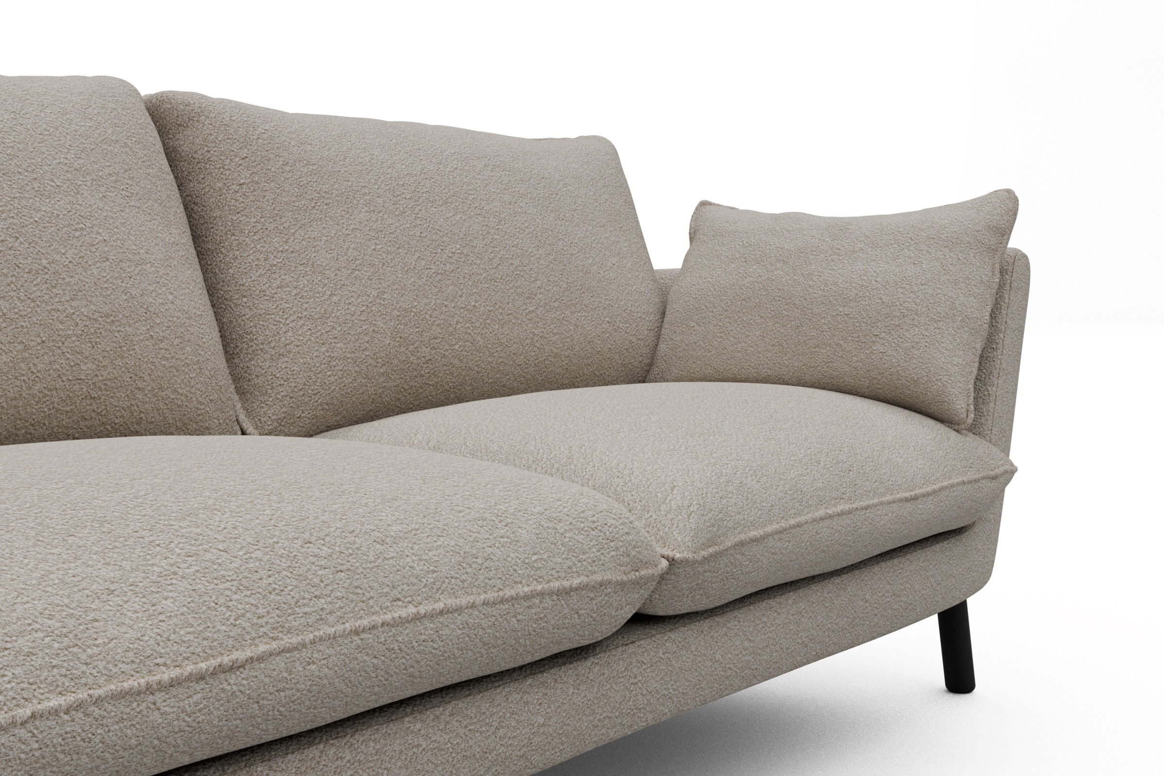 Sofa Emil 2-Sitzer Beinfarbe Eiche Schwarz Aivi-Lace-Beige