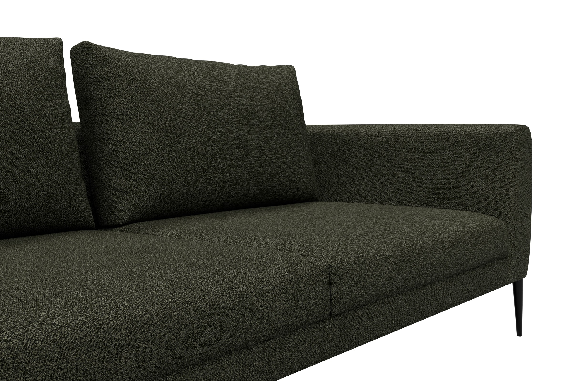 Ecksofa Paul Relax-Ecke links mit 2-Sitzer Boucle-Forest-Green