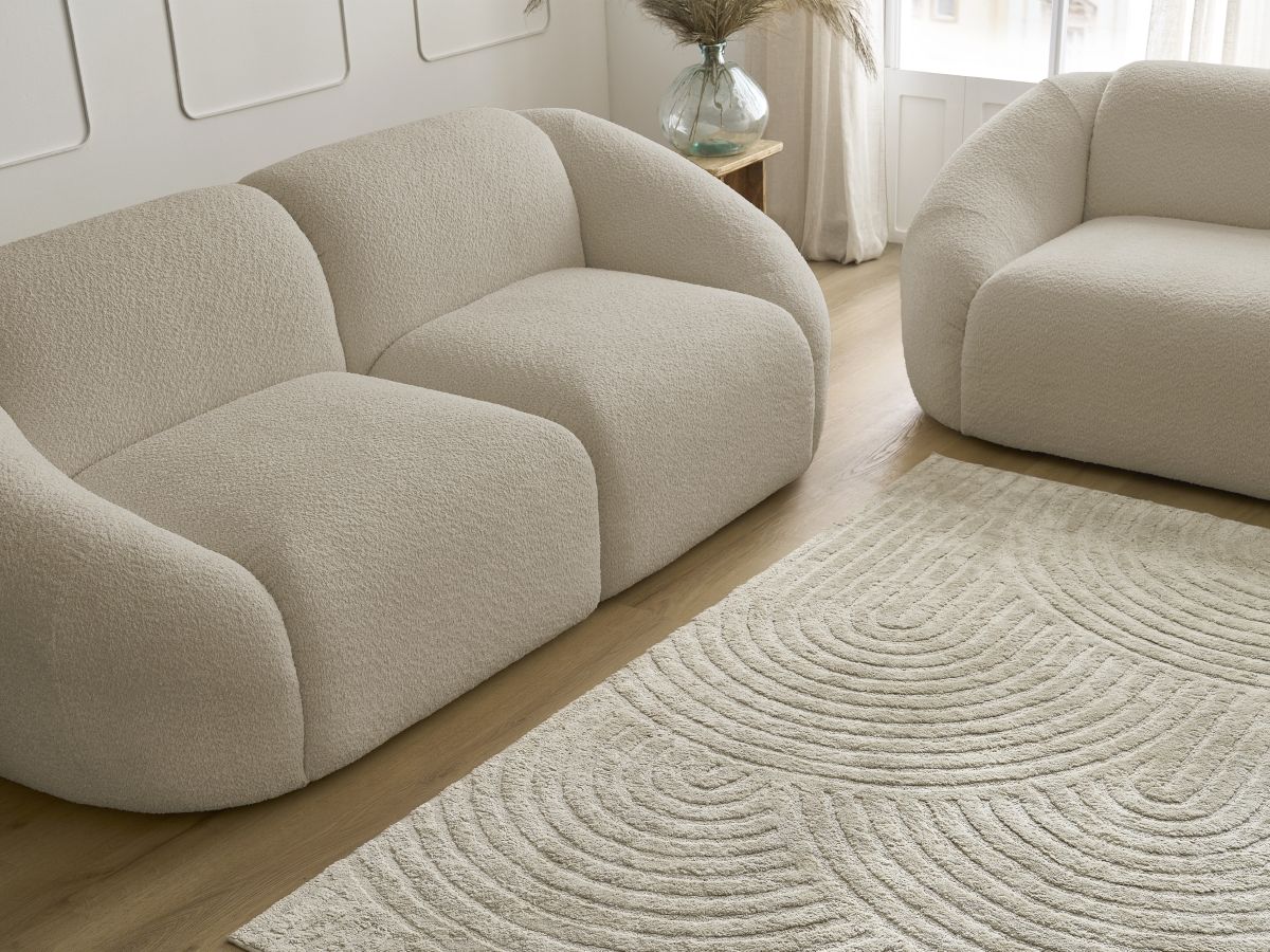 Bobochic Tina Sofa 5-Sitzer Bouclé-Stoff Beige