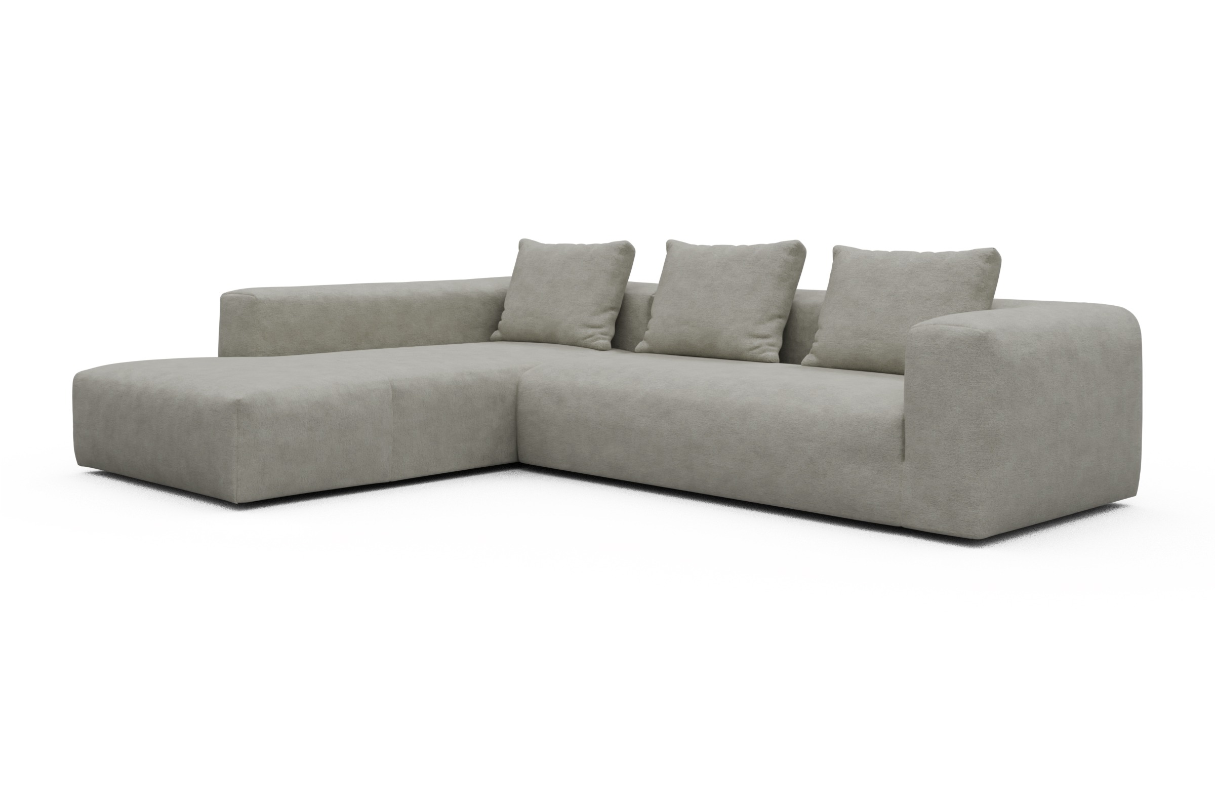Ecksofa Fred Relax-Ecke links mit 2,5-Sitzer Carreno-Moon-Stone-White