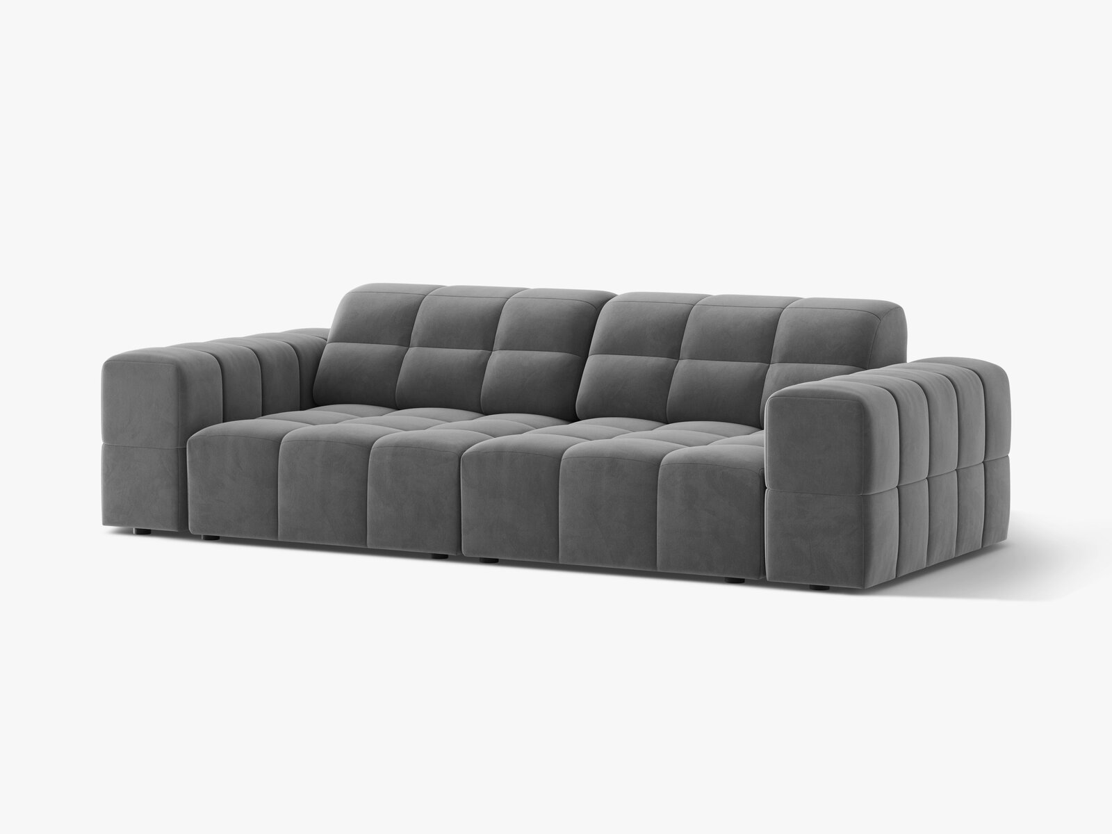 Micadoni Sofa Jennifer 3-Sitzer Samt Venus Hellgrau