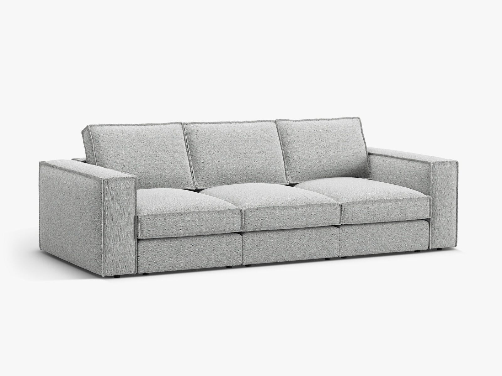 Micadoni modulares Sofa Pola 4-Sitzer Strukturierter Stoff Babel Hellgrau