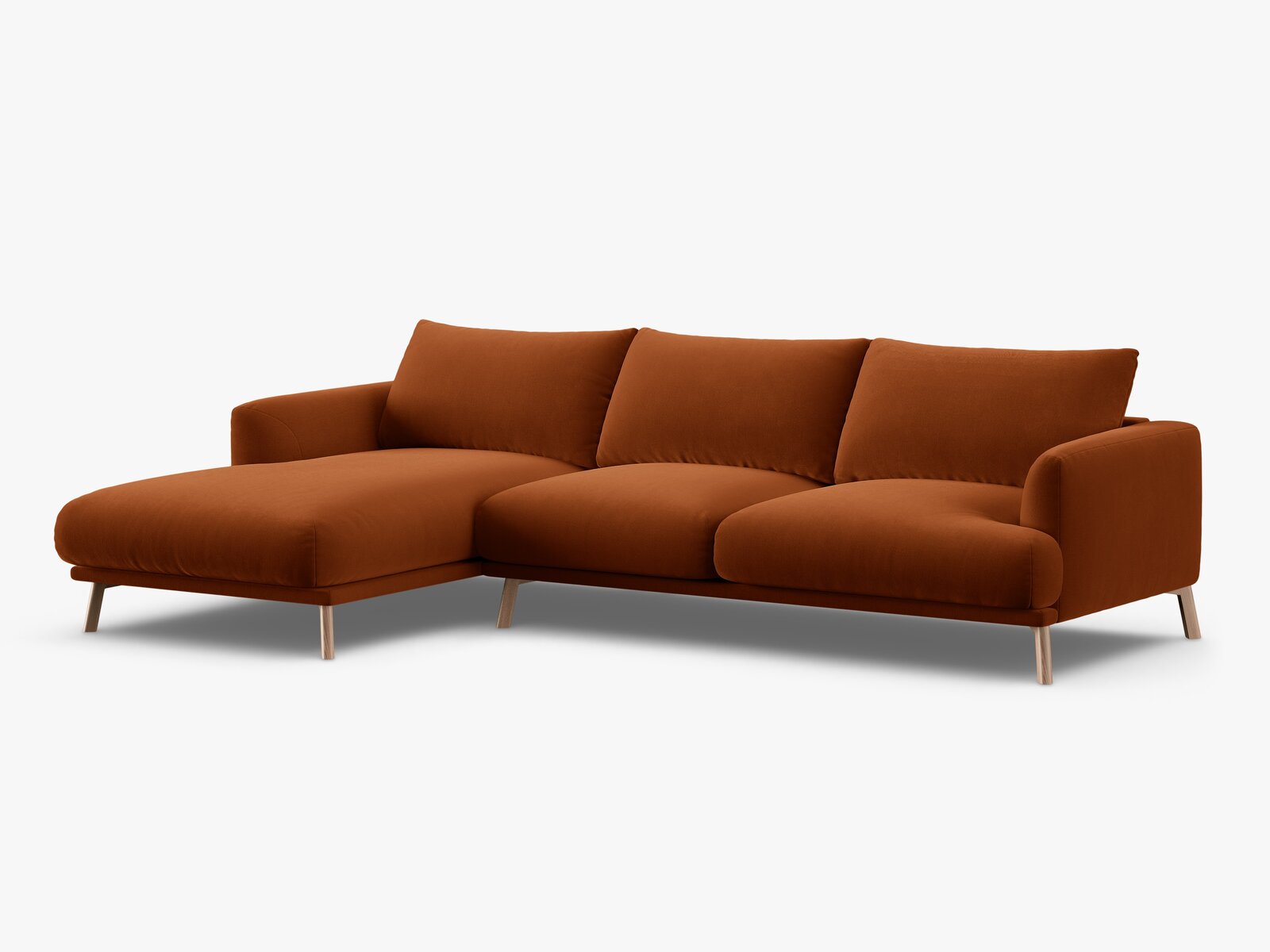 Micadoni Ecksofa Naomi 4-Sitzer Links Samt Salvador Terrakotta