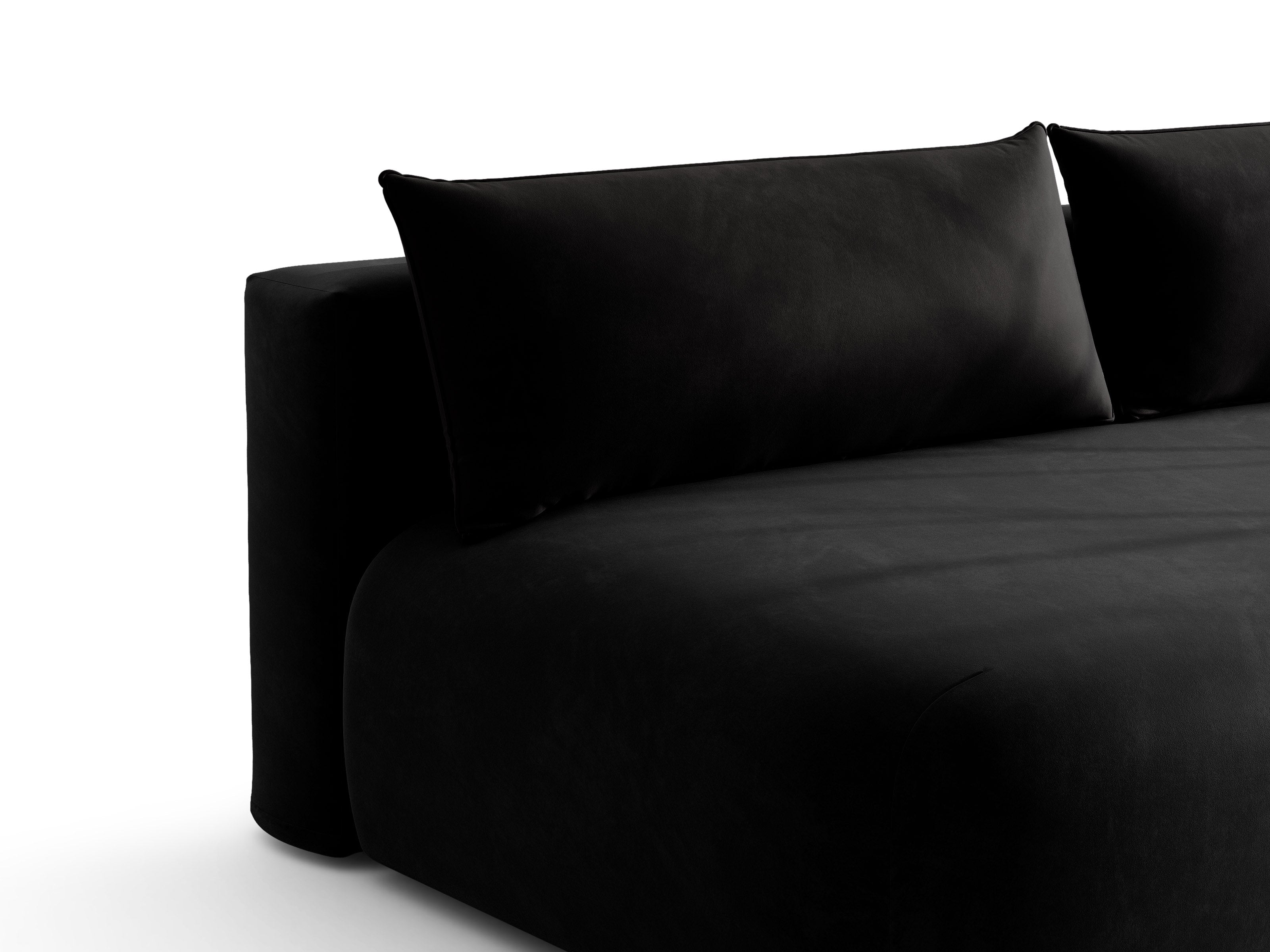 Micadoni Hena Schlafsofa 3-Sitzer mit Bettkasten Samt Salvador Schwarz