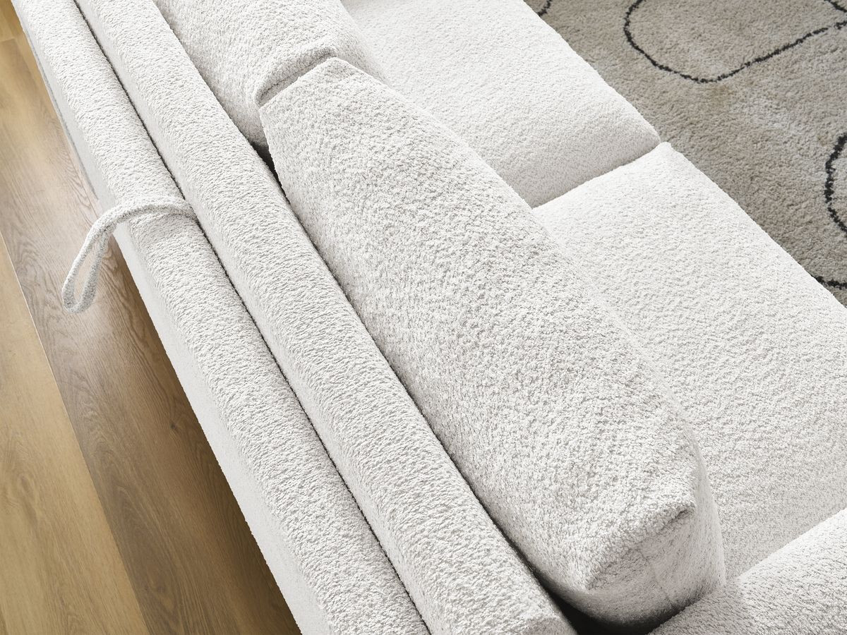 Bobochic Cocoone Schlafsofa 3-Sitzer Bouclé-Stoff Weiß, Liegefläche 160 × 200 cm