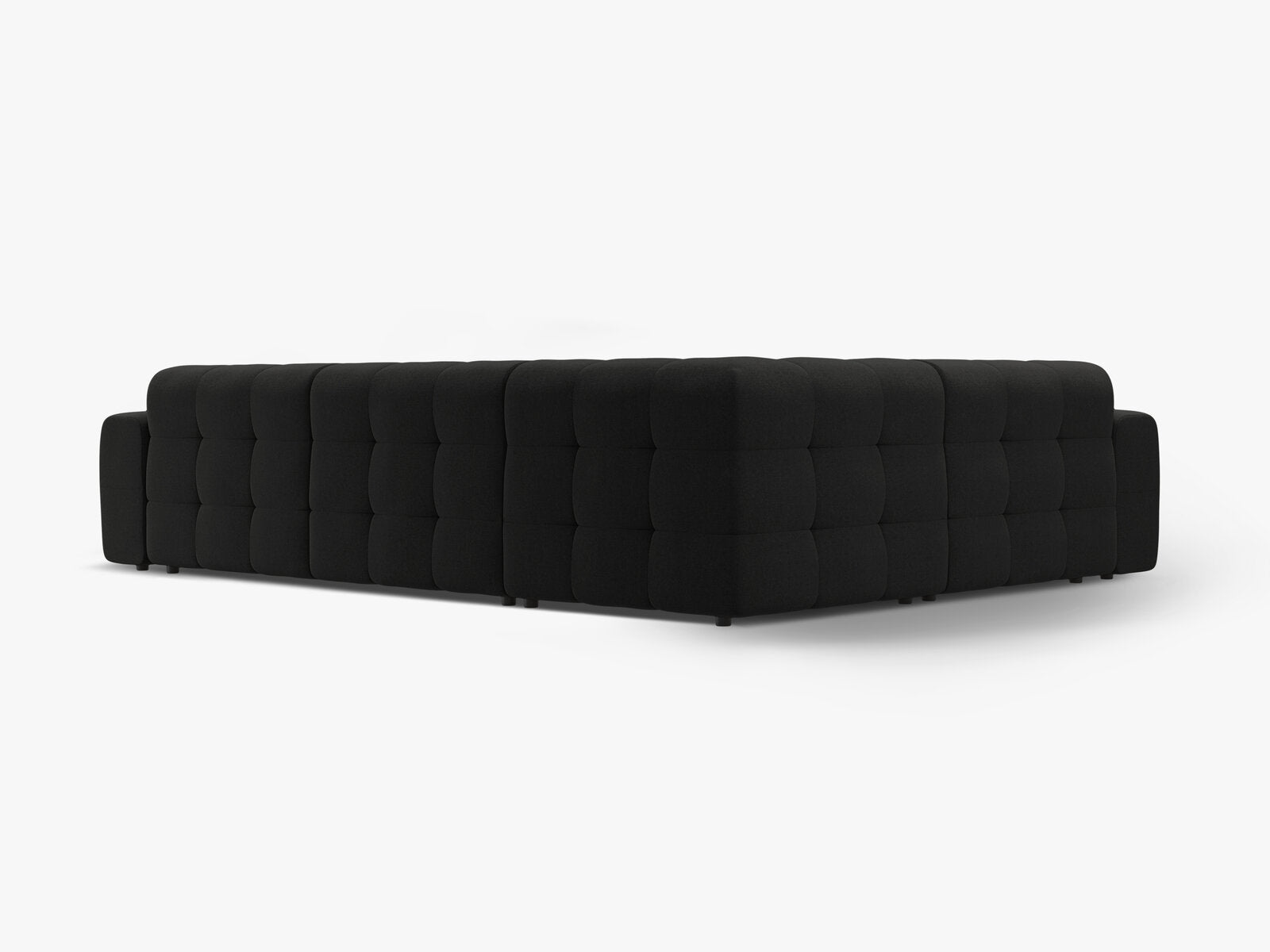 Micadoni Ecksofa Kendal 6-Sitzer Links Strukturierter Stoff Schwarz