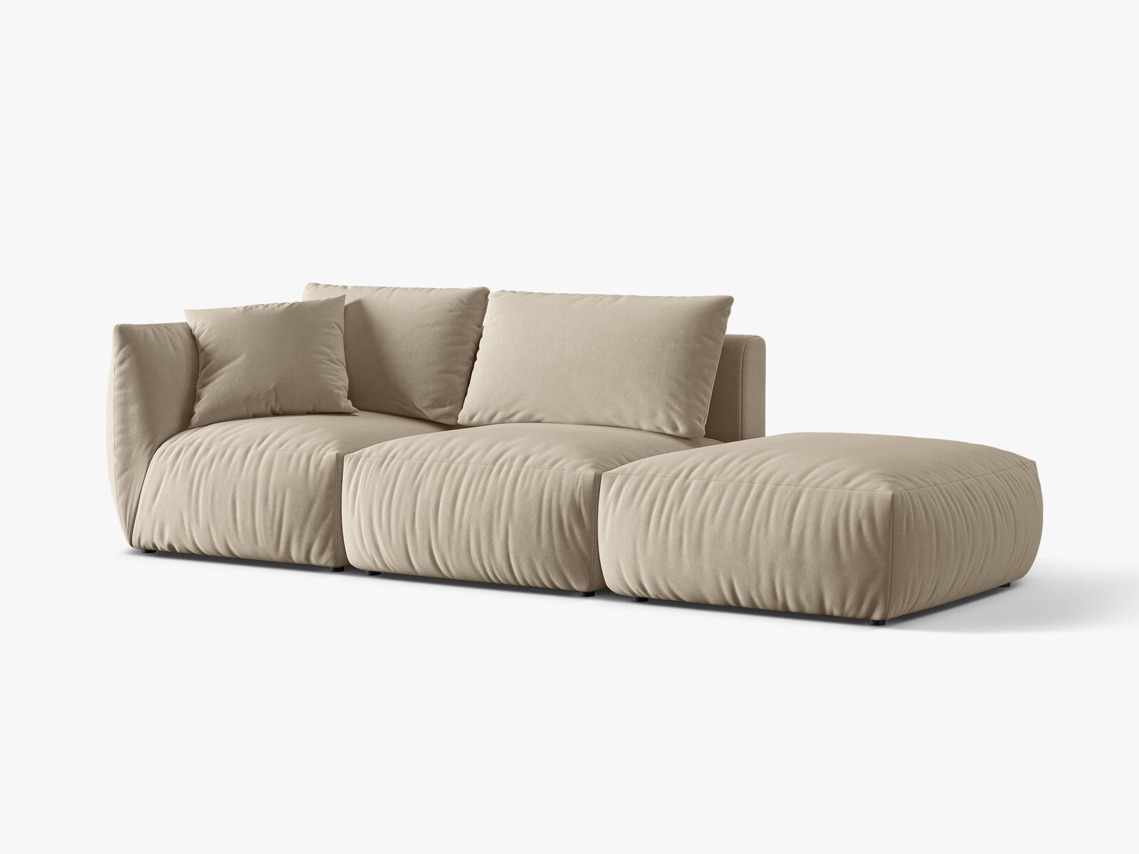 Micadoni Modulares Sofa Chris 3-Sitzer Rechts Samt Ecru