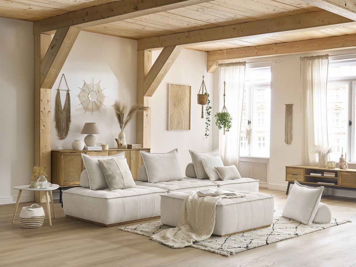 Bobochic Elisa Sofa 4-Sitzer Strukturstoff Weiß