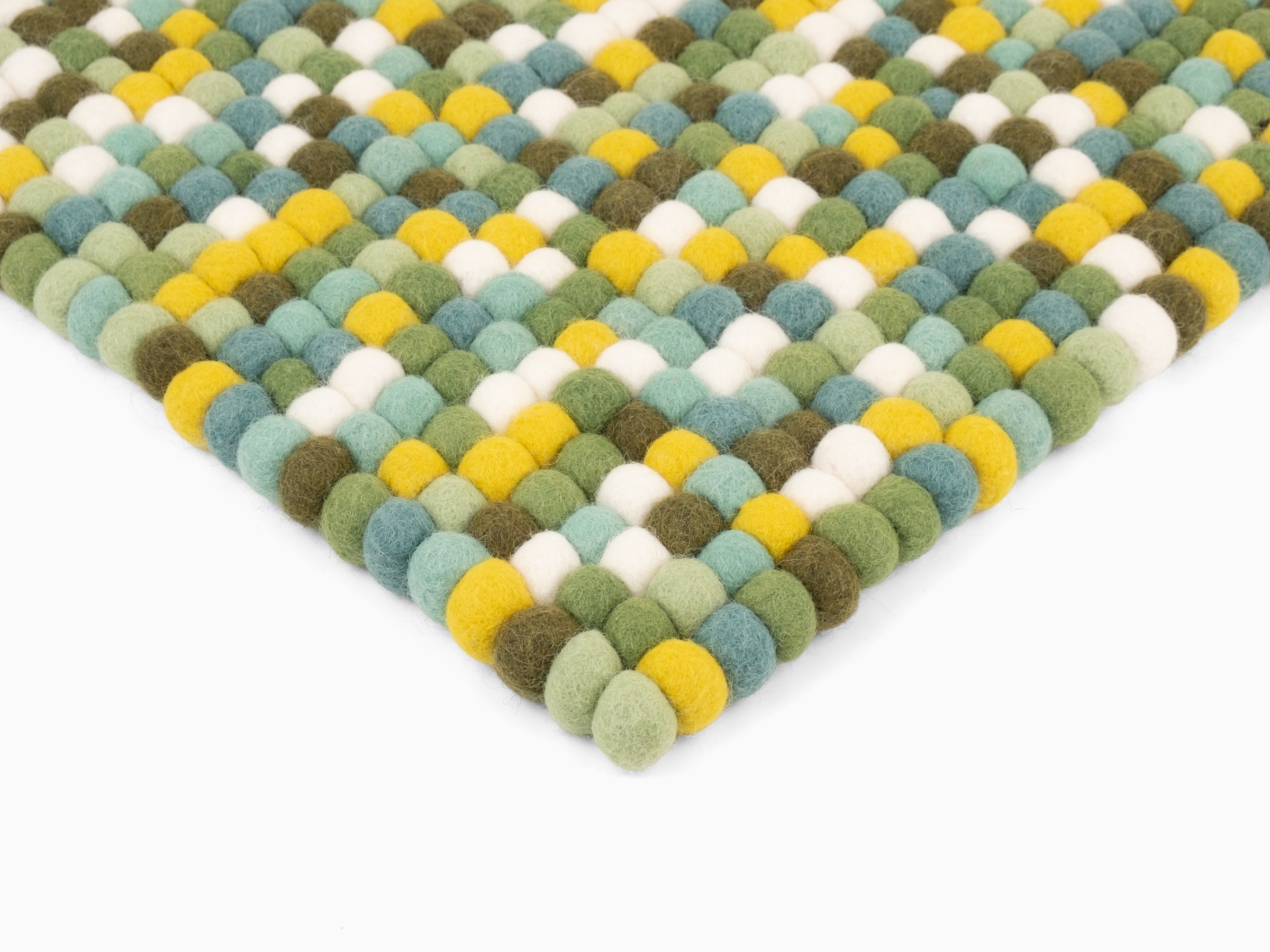 myfelt Finn Filzkugel-Sitzauflage Grün-Türkis-Weiß 36 x 36 cm
