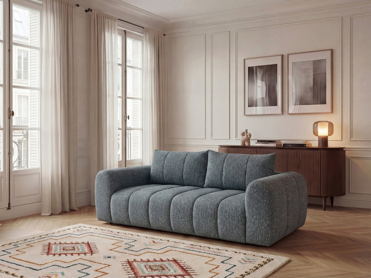 Bobochic Nesty Sofa 3-Sitzer Melange-Stoff Blau