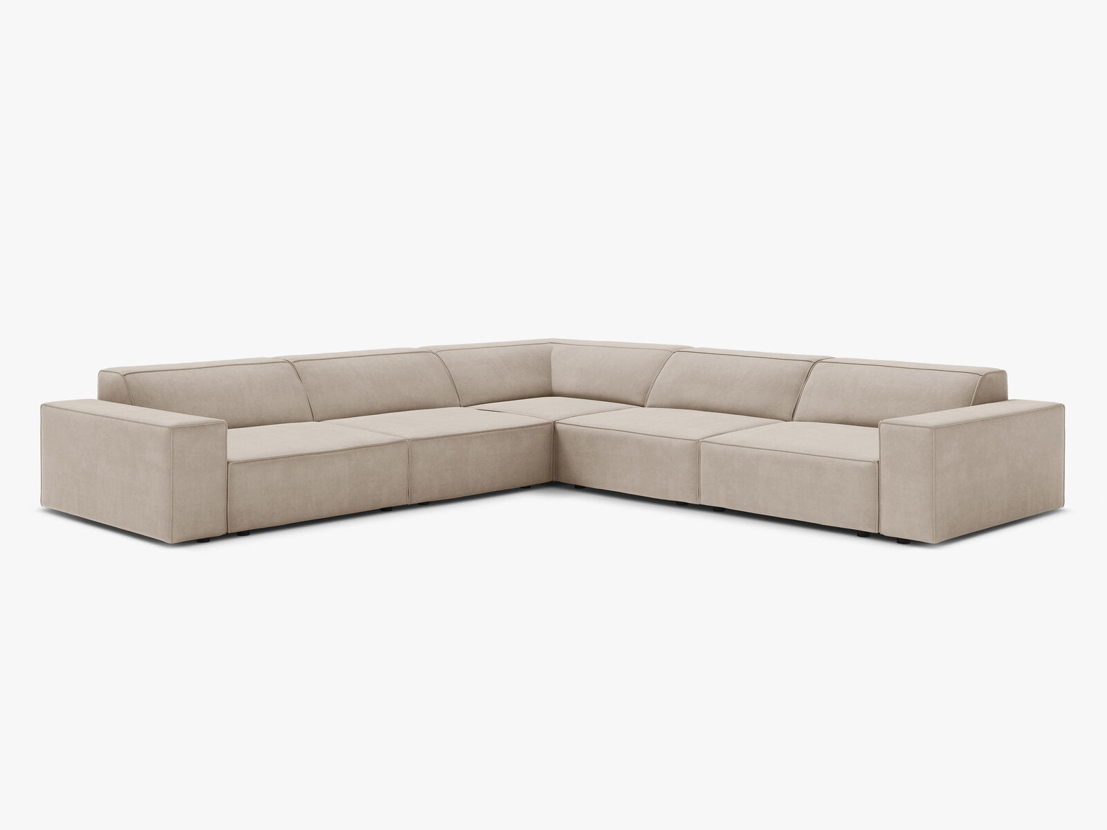 Micadoni Symmetrisches Ecksofa Jodie 6-Sitzer Samt Dunkelbeige