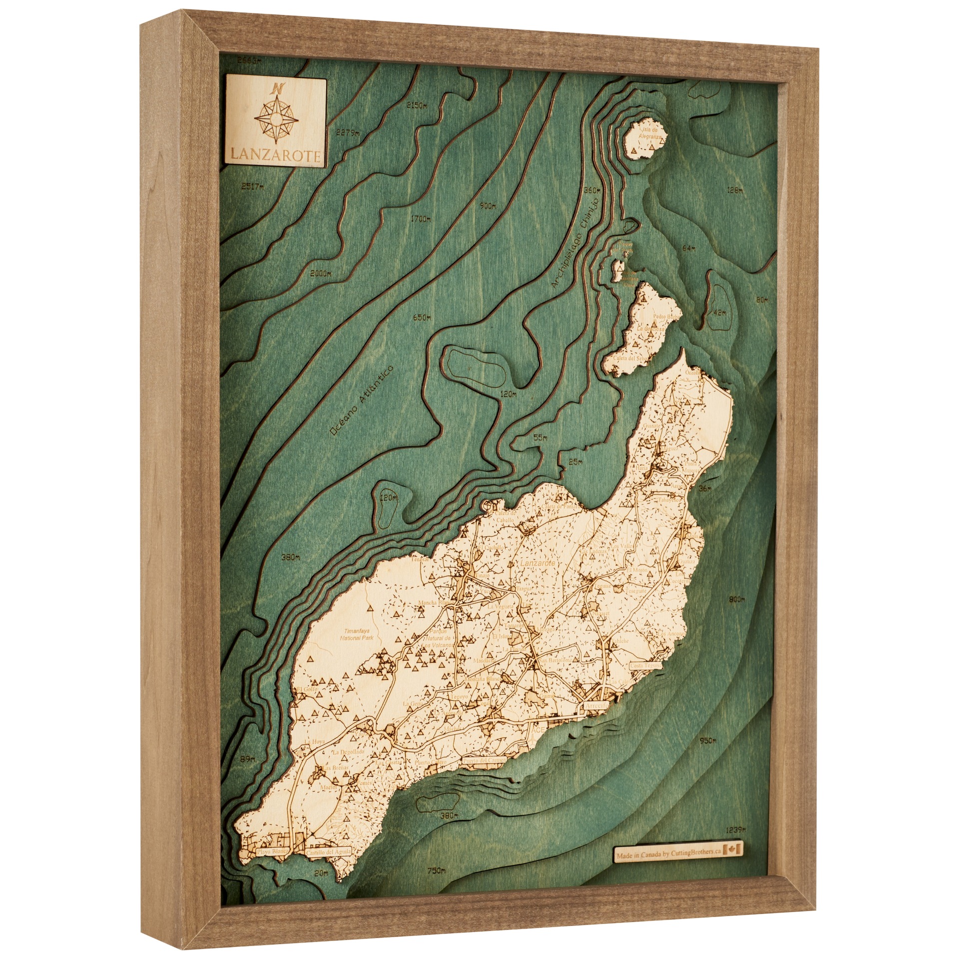 Cutting Brothers 3D Holz-Wandkarte Lanzarote 40.5x30.5 cm