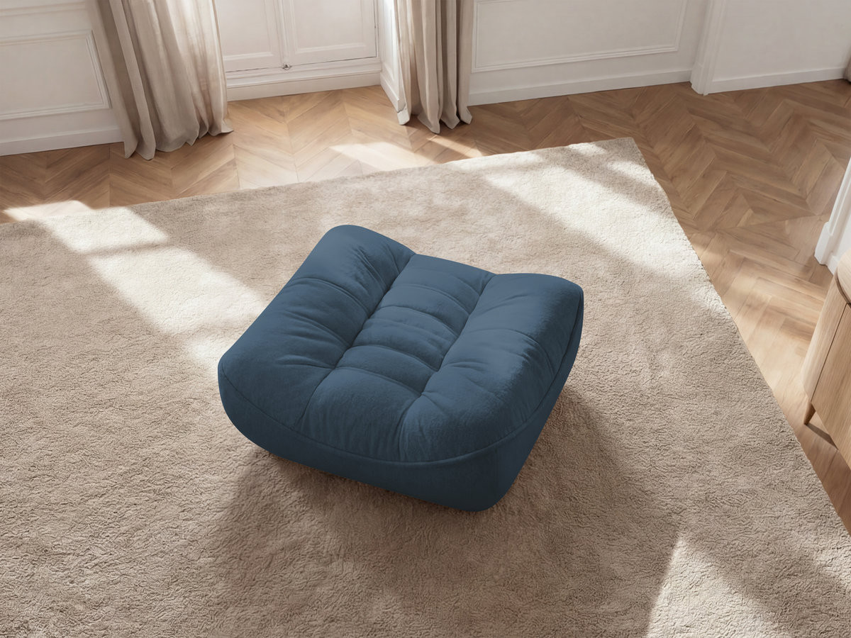 Bobochic Serena Pouf Melange-Stoff Blau
