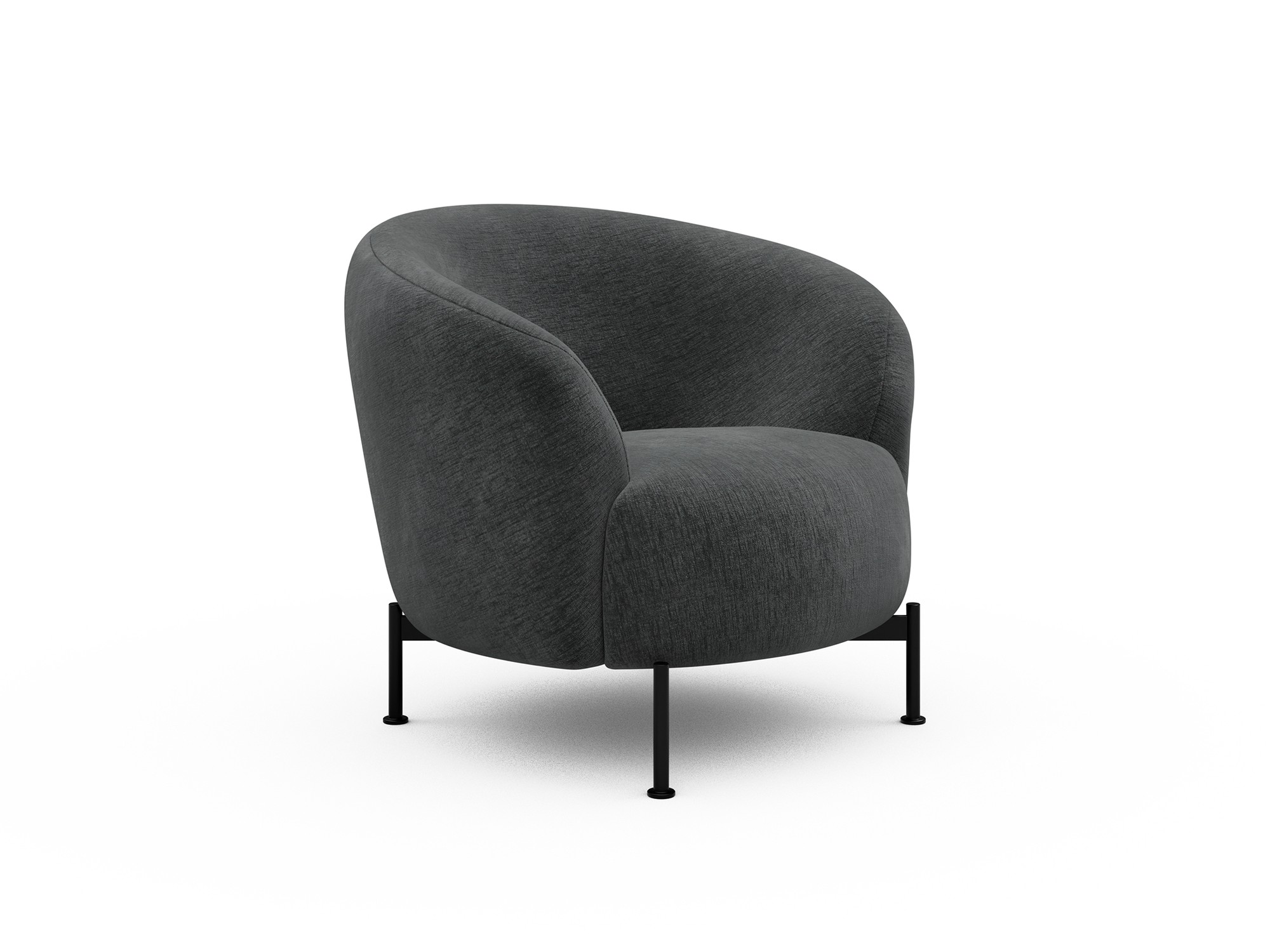 Sessel Ronda X-Metallgestell Schwarz Samt Smooth 811-Deep-Warm-Grey