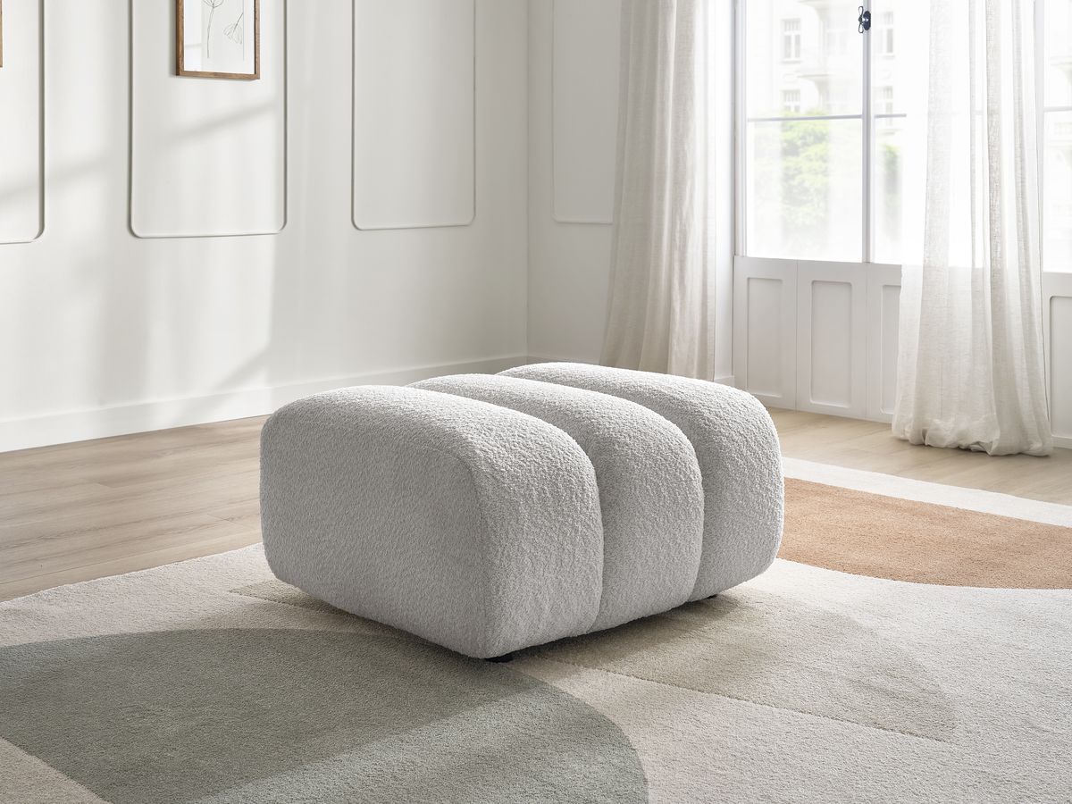 Bobochic Talia Pouf Bouclé-Stoff Hellgrau