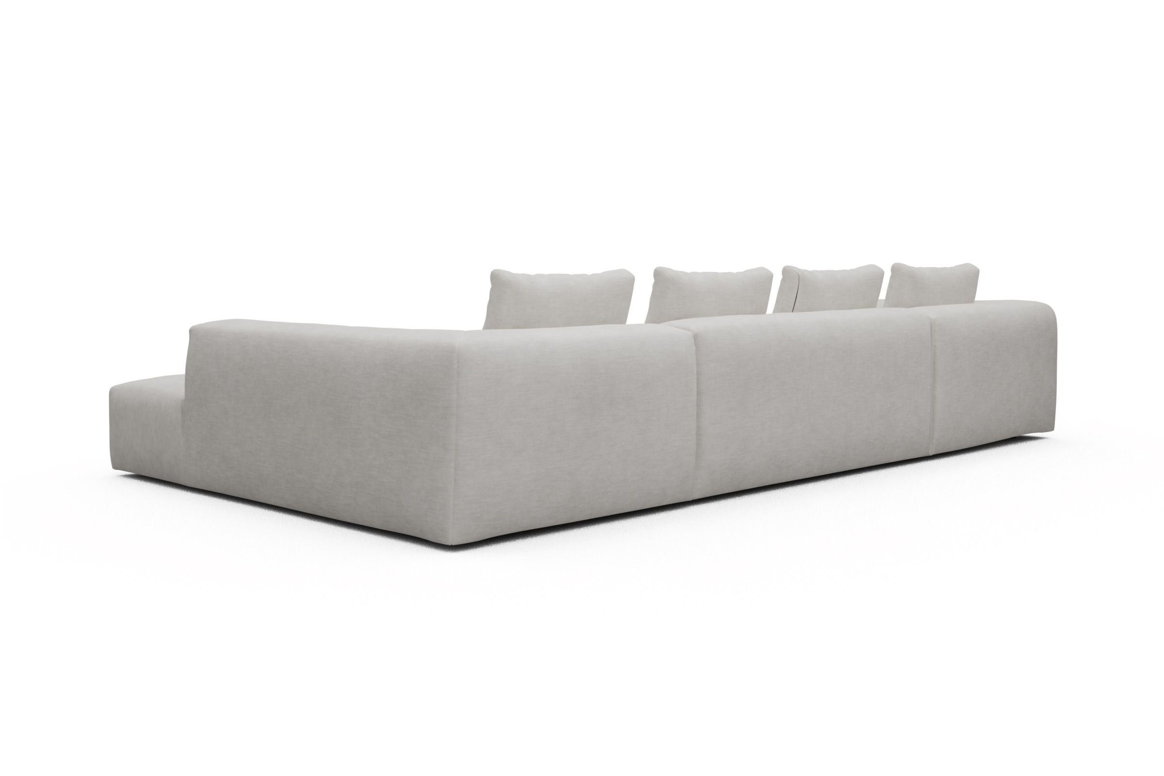 Wohnlandschaft Fred Relax-Ecke rechts mit 2-Sitzer und Chaiselongue links Flachgewebe Vivus 574-Dusty-Off-White