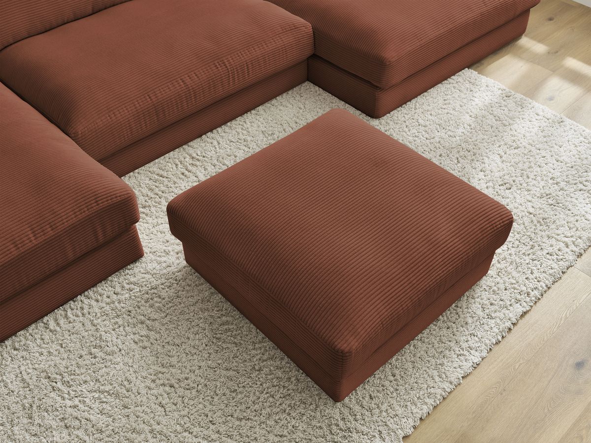 Bobochic Leonard Wohnlandschaft mit Pouf 404 × 159 cm Cordsamt Orange