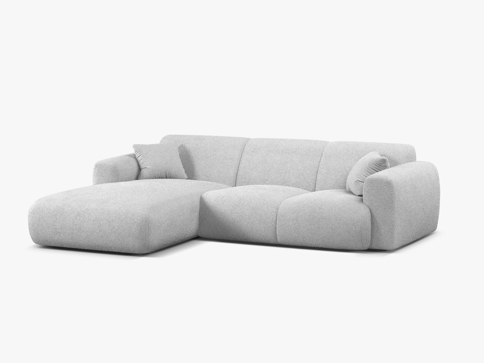 Micadoni Ecksofa Molino 4-Sitzer Links Boucle Baloo Hellgrau
