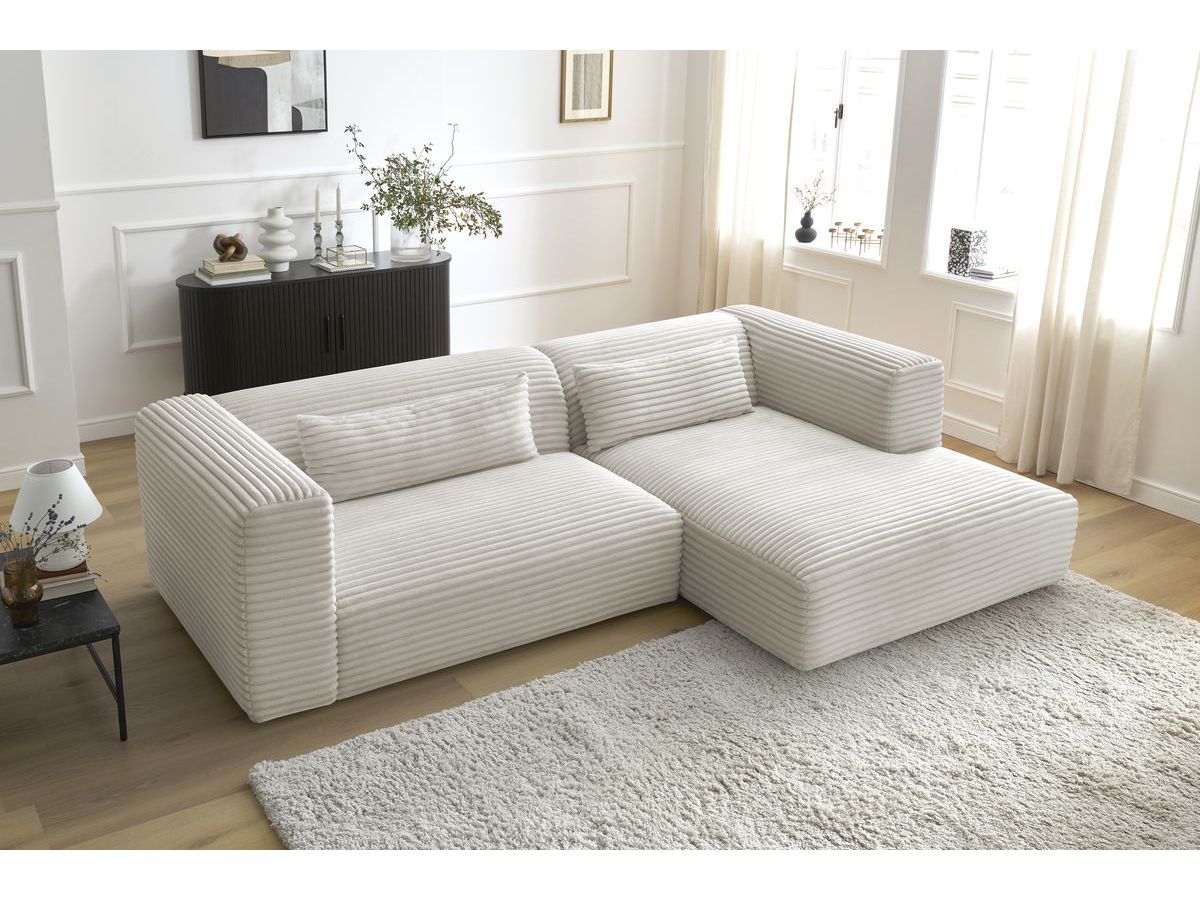 Bobochic Harry Ecksofa Breitcord weich Beige Ecke rechts