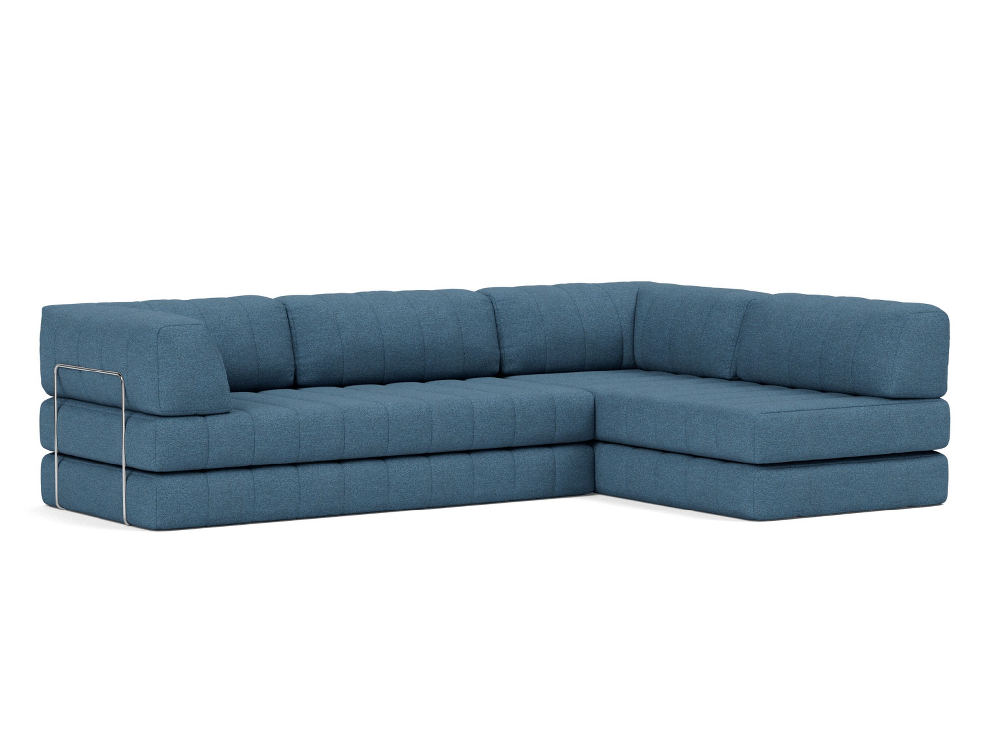 Eck-Schlafsofa CozyPad L-Form mit Armlehne Strukturierter Stoff Weda 302-Weda-Blue