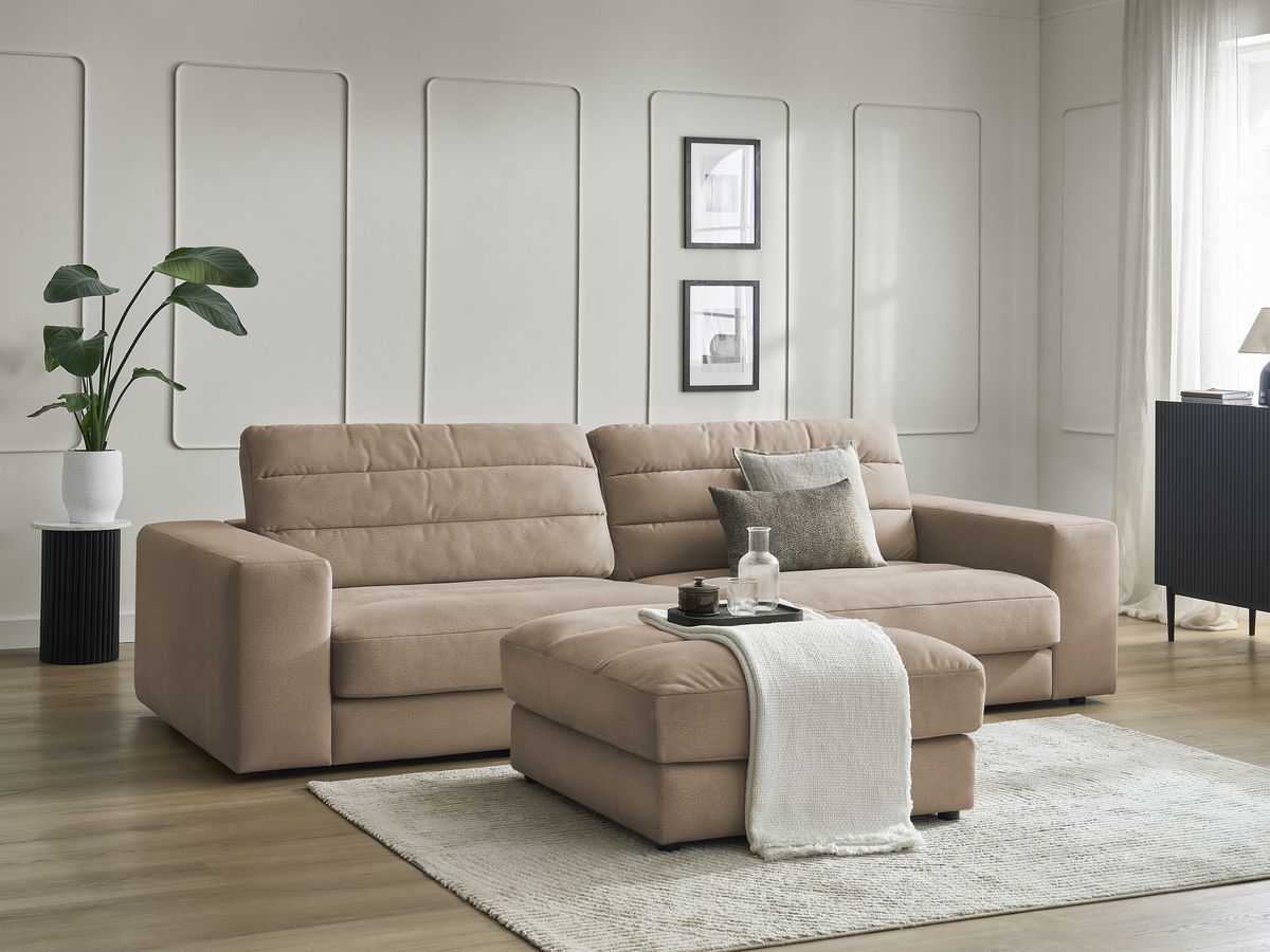 Bobochic Sierra Sofa 4-Sitzer mit Pouf Samt Taupe