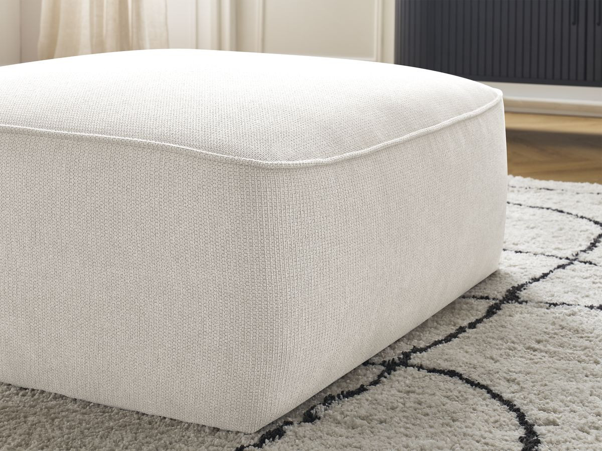Bobochic Leopold Pouf Melange-Stoff Weiß