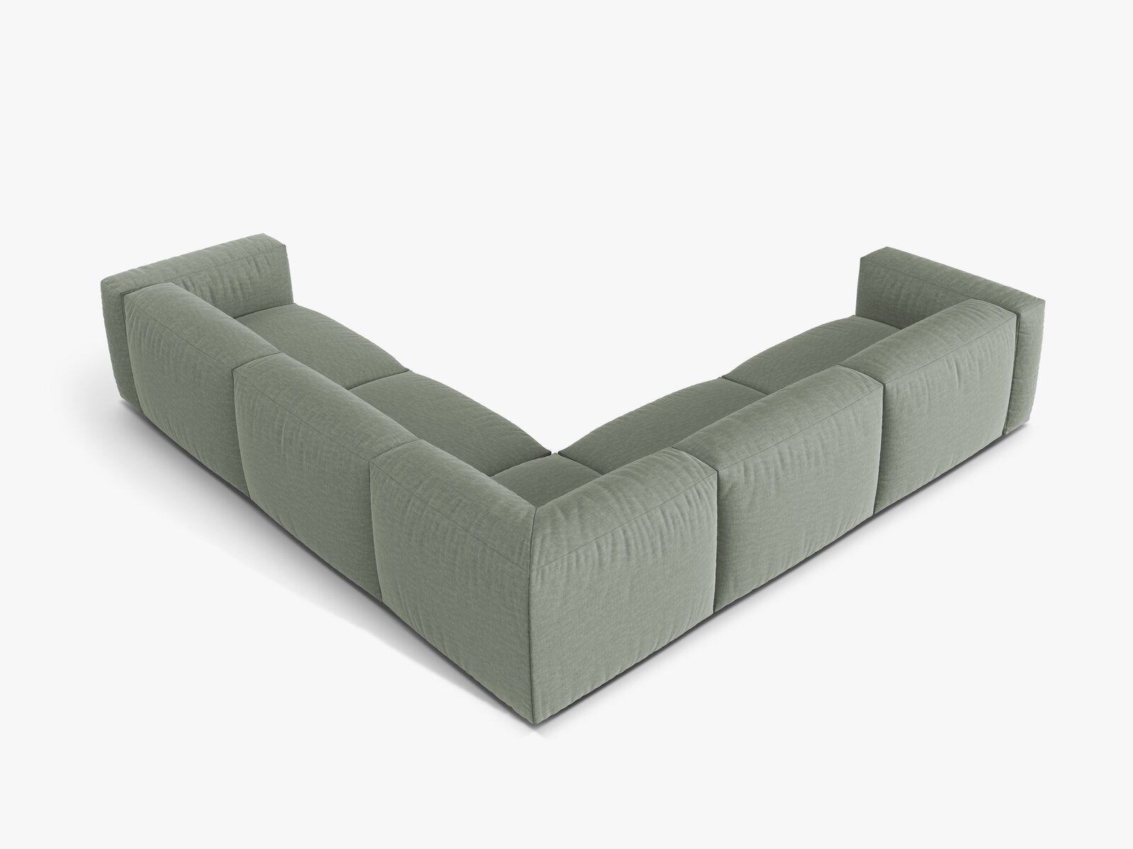 Micadoni modulares symmetrisches Ecksofa XL Martina 5-Sitzer Strukturierter Stoff Boston Moßgrün