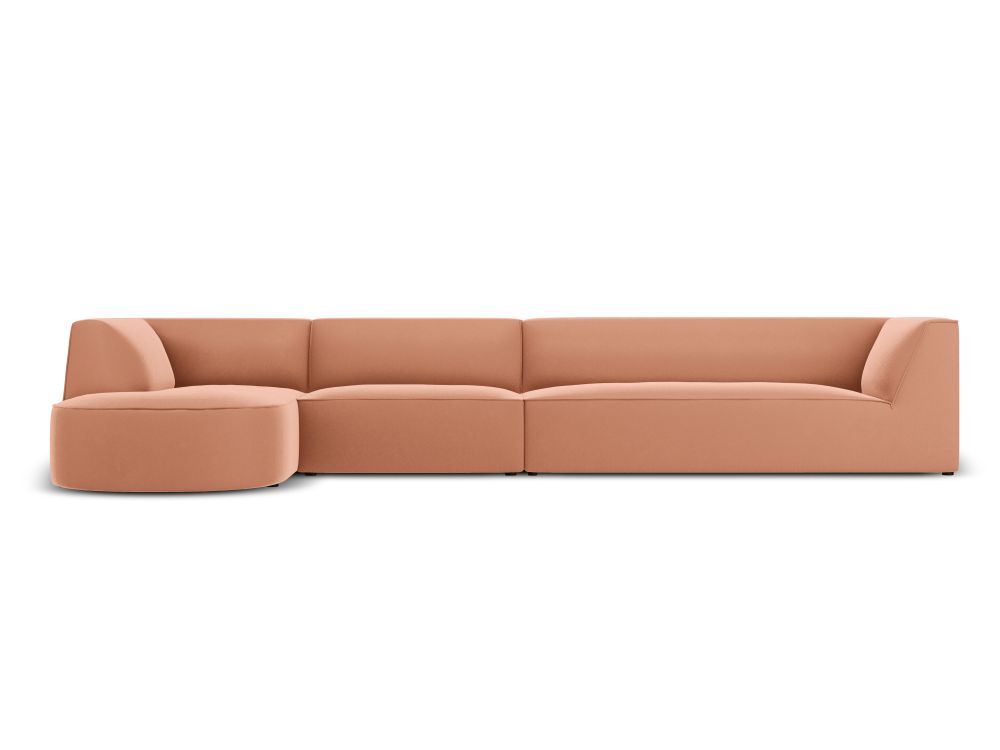 Cosmopolitan Design Ecksofa Siena 5-Sitzer abgerundet Samt Salvador Rosa Links